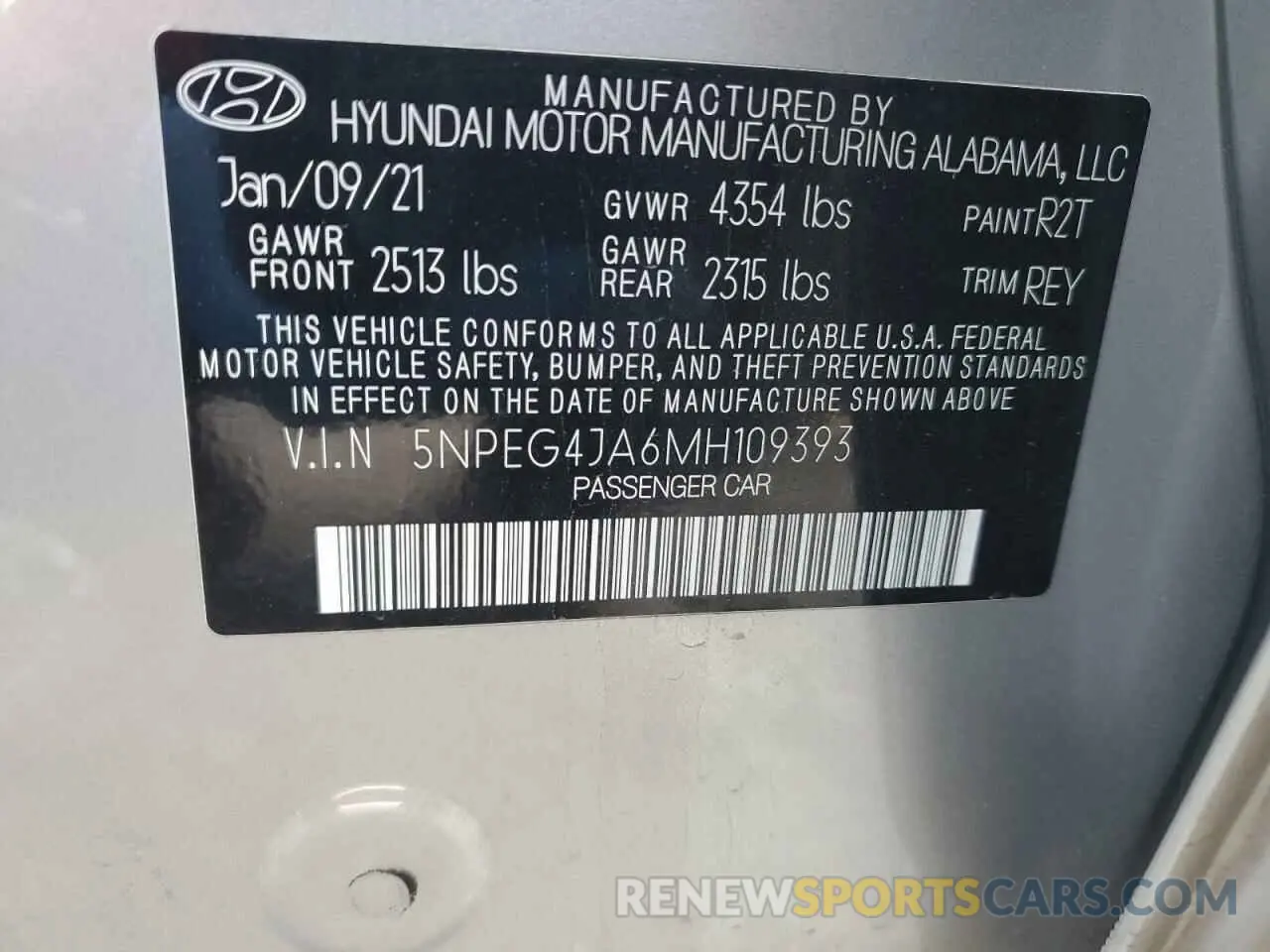 13 Фотография поврежденного автомобиля 5NPEG4JA6MH109393 HYUNDAI SONATA 2021