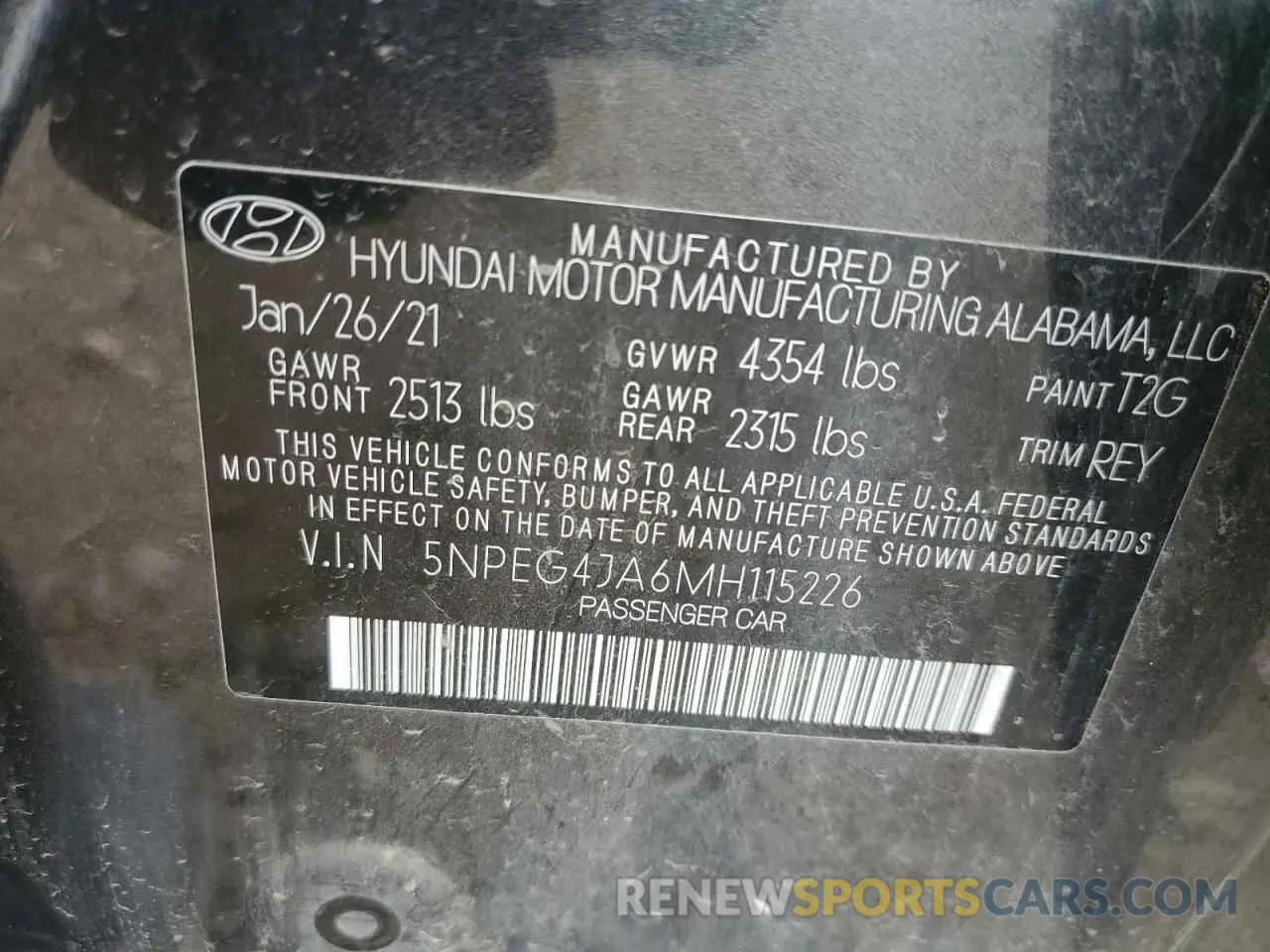 14 Фотография поврежденного автомобиля 5NPEG4JA6MH115226 HYUNDAI SONATA 2021