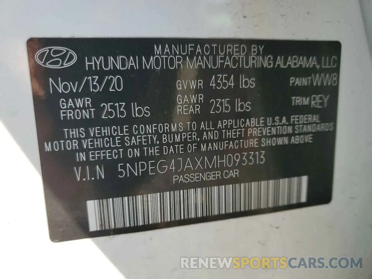 15 Photograph of a damaged car 5NPEG4JAXMH093313 HYUNDAI SONATA 2021