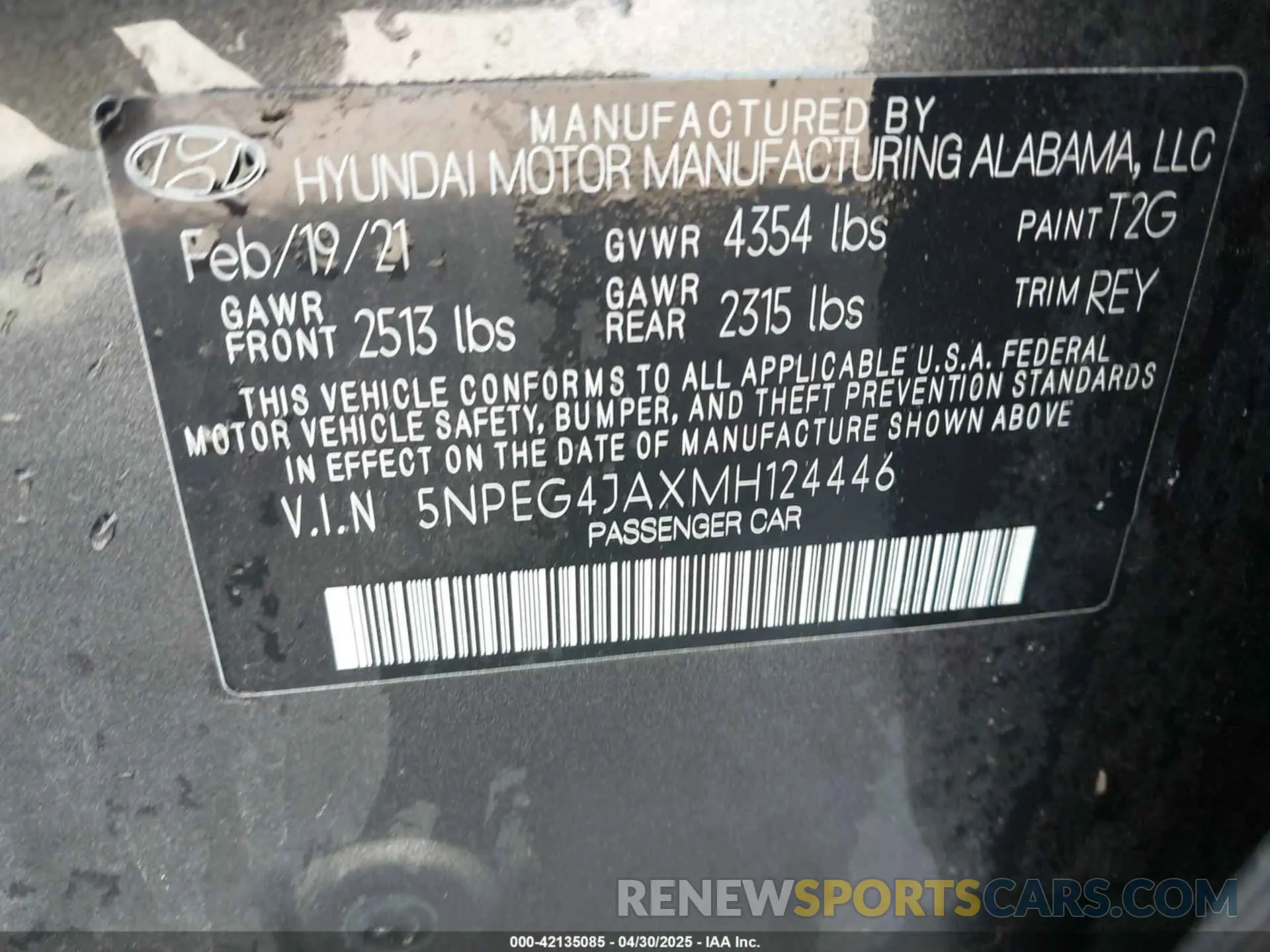 9 Фотография поврежденного автомобиля 5NPEG4JAXMH124446 HYUNDAI SONATA 2021