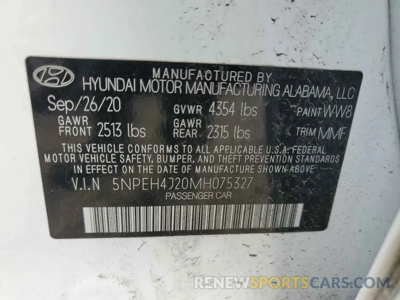 13 Photograph of a damaged car 5NPEH4J20MH075327 HYUNDAI SONATA 2021