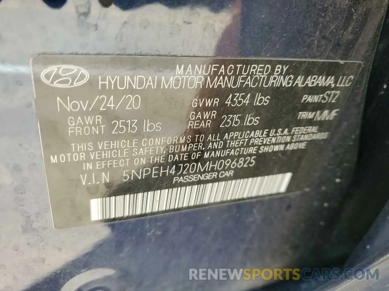 14 Photograph of a damaged car 5NPEH4J20MH096825 HYUNDAI SONATA 2021