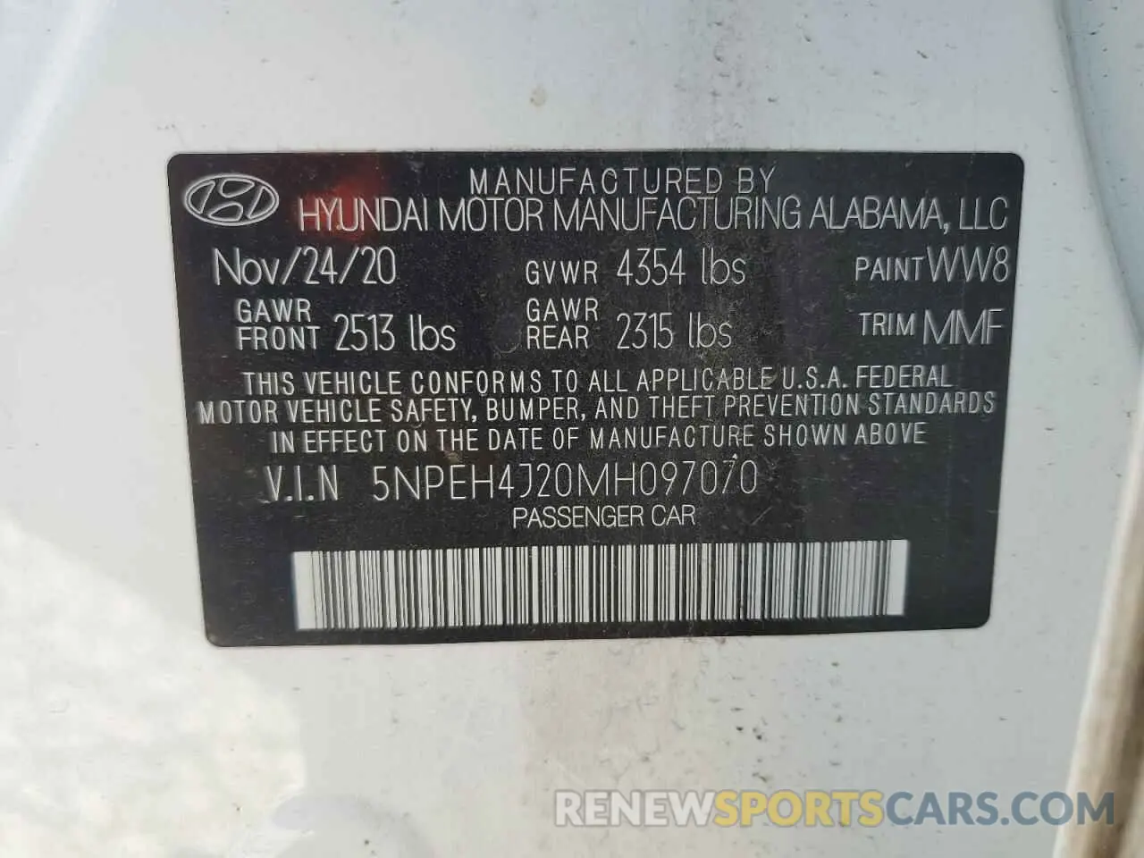 15 Фотография поврежденного автомобиля 5NPEH4J20MH097070 HYUNDAI SONATA 2021