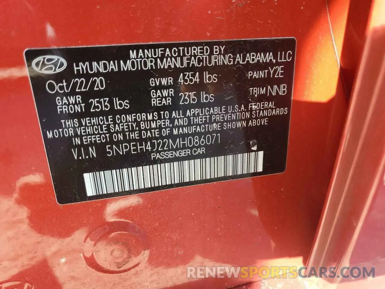 13 Photograph of a damaged car 5NPEH4J22MH086071 HYUNDAI SONATA 2021