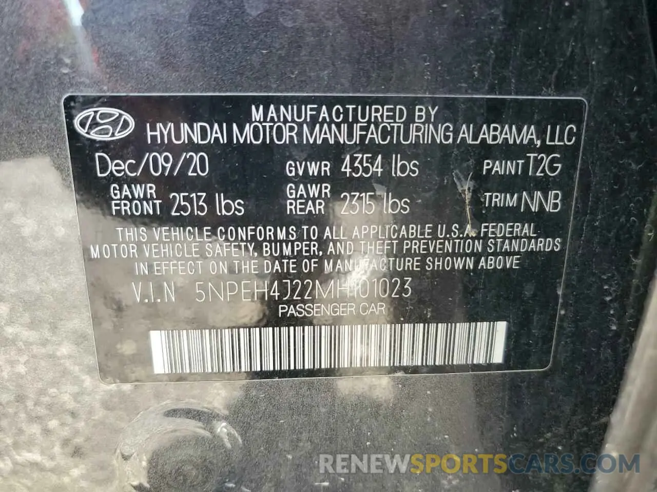 13 Photograph of a damaged car 5NPEH4J22MH101023 HYUNDAI SONATA 2021
