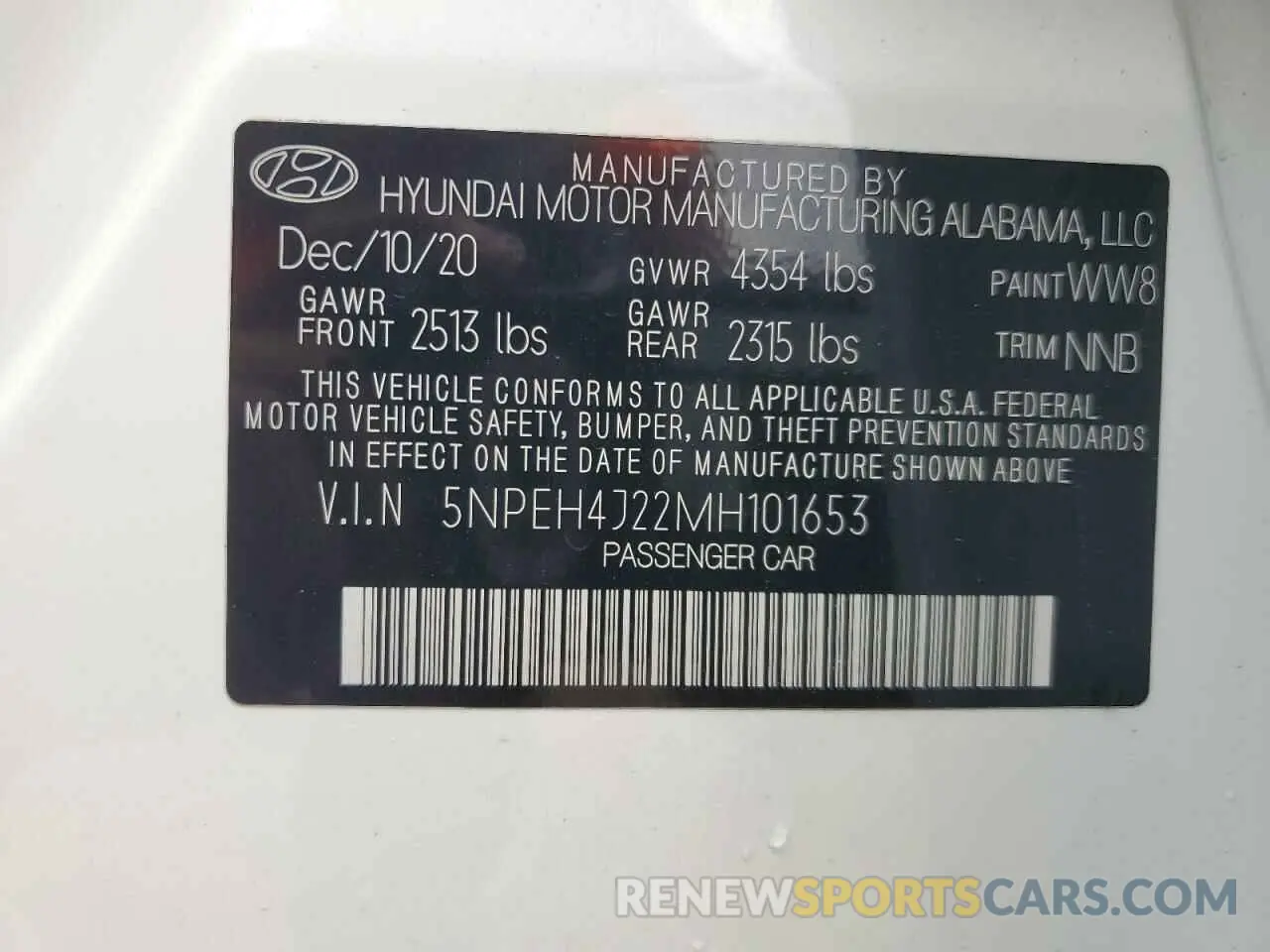 12 Фотография поврежденного автомобиля 5NPEH4J22MH101653 HYUNDAI SONATA 2021