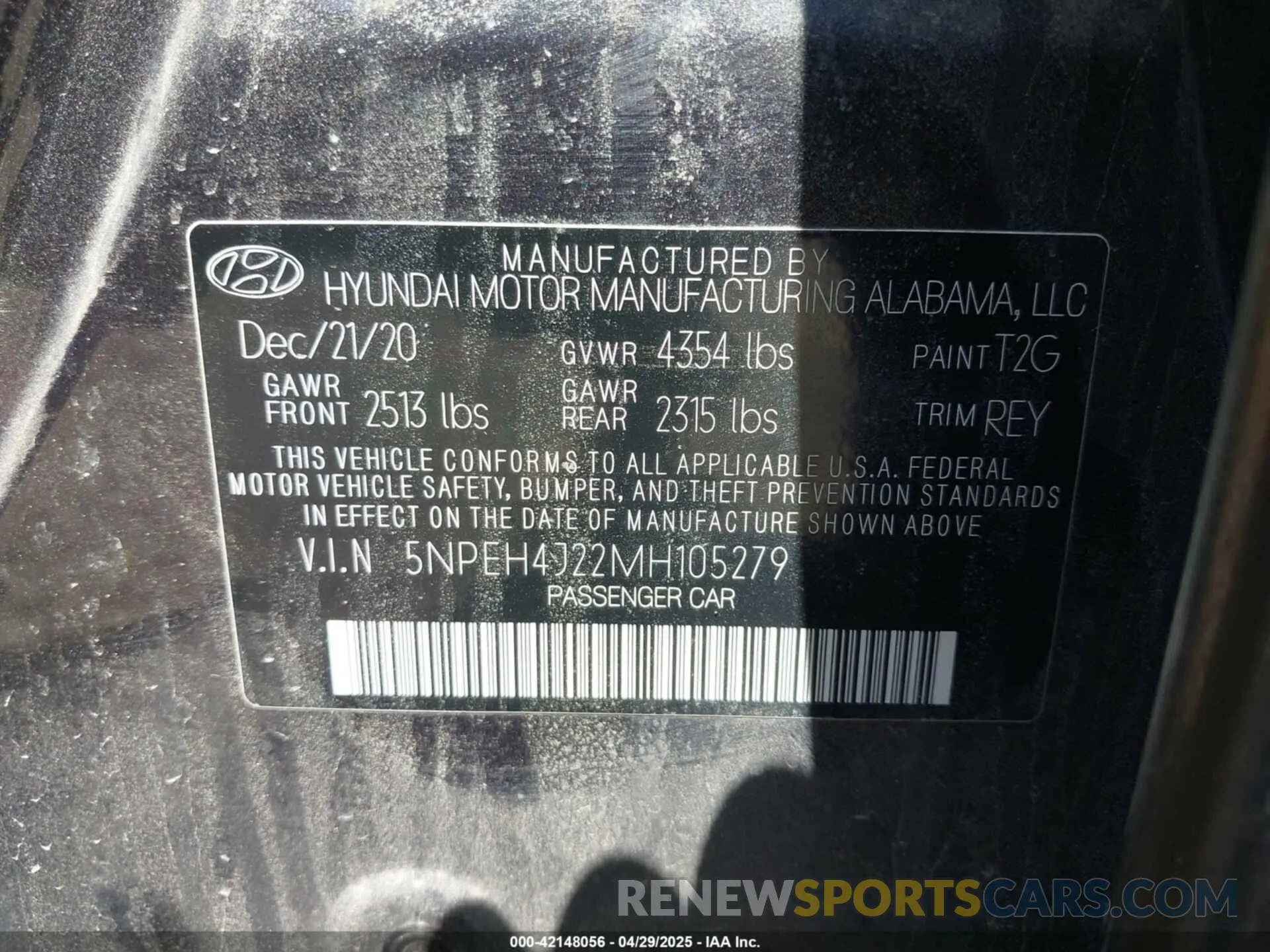 9 Photograph of a damaged car 5NPEH4J22MH105279 HYUNDAI SONATA 2021