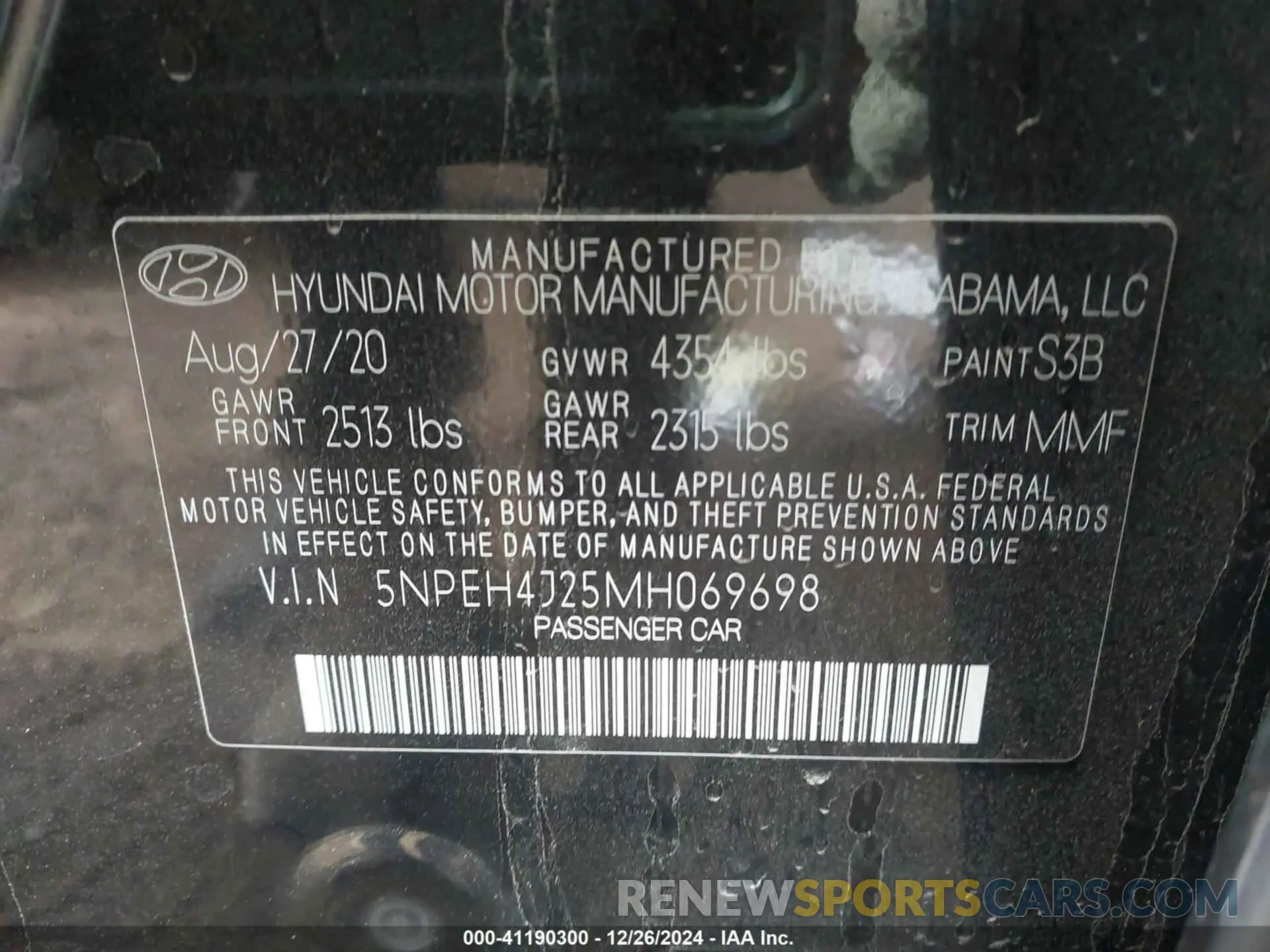 9 Photograph of a damaged car 5NPEH4J25MH069698 HYUNDAI SONATA 2021