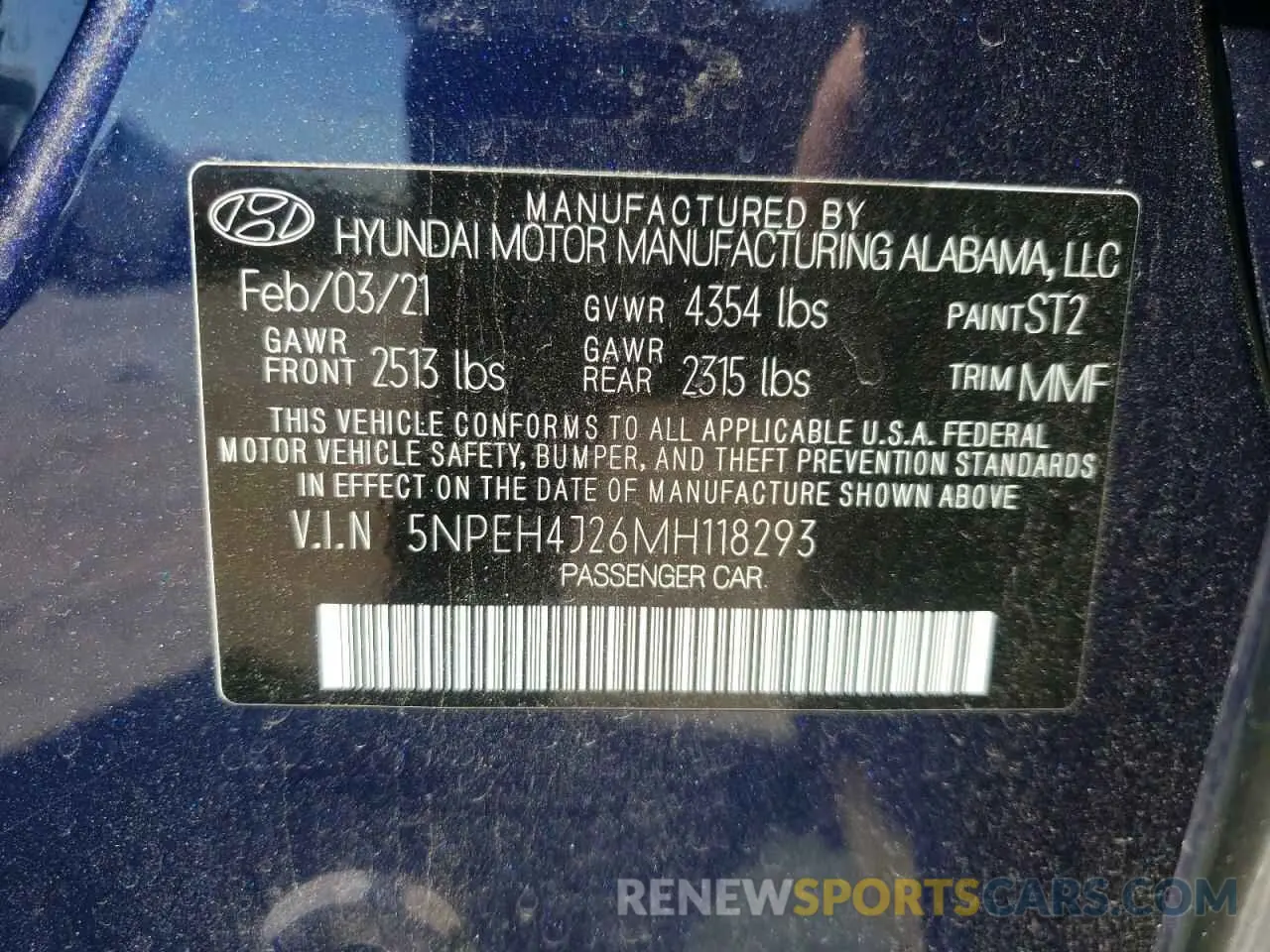13 Photograph of a damaged car 5NPEH4J26MH118293 HYUNDAI SONATA 2021