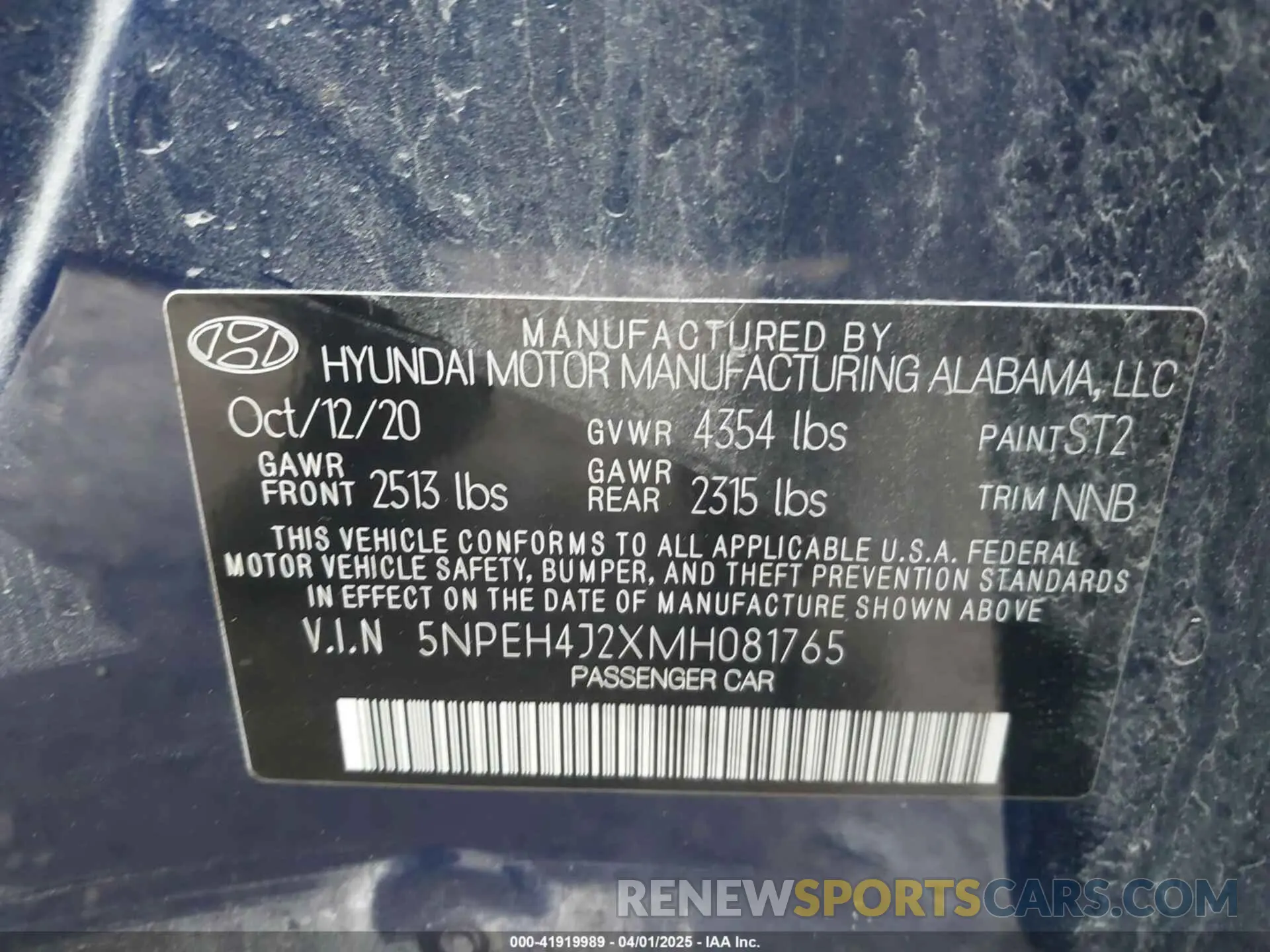 9 Photograph of a damaged car 5NPEH4J2XMH081765 HYUNDAI SONATA 2021