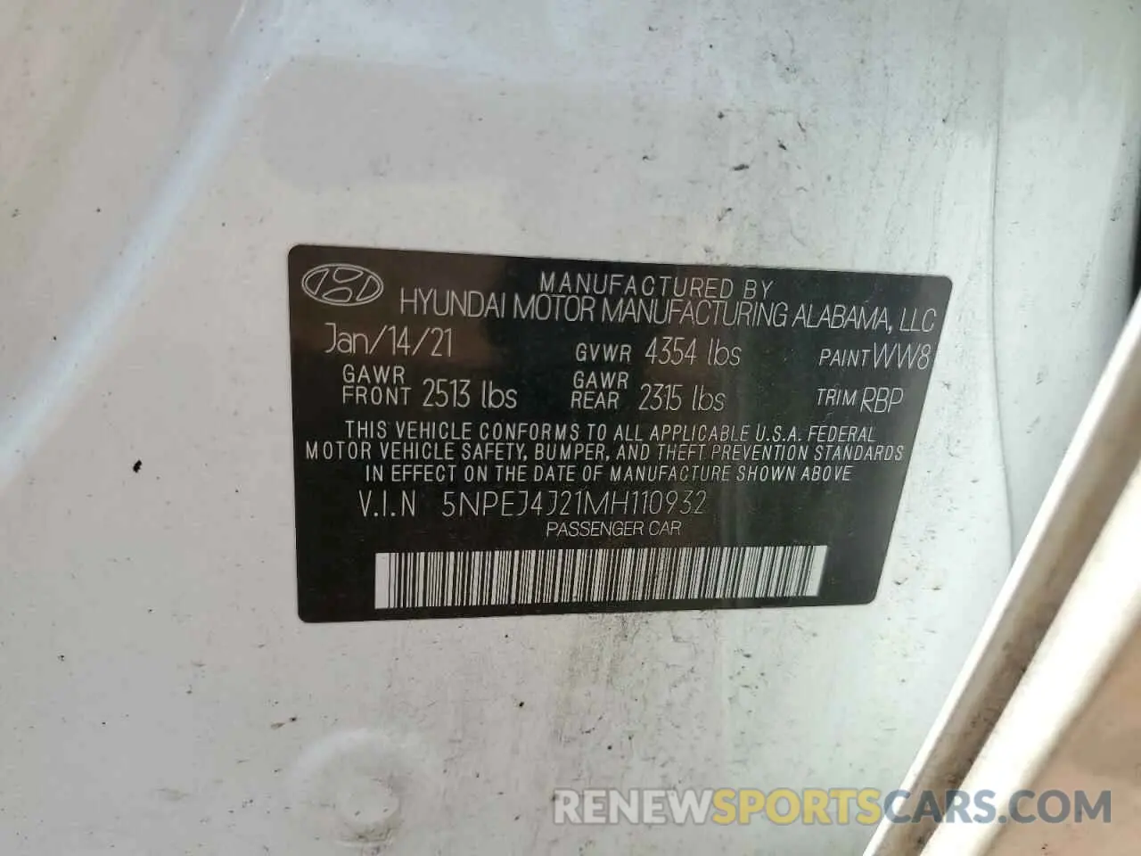12 Photograph of a damaged car 5NPEJ4J21MH110932 HYUNDAI SONATA 2021
