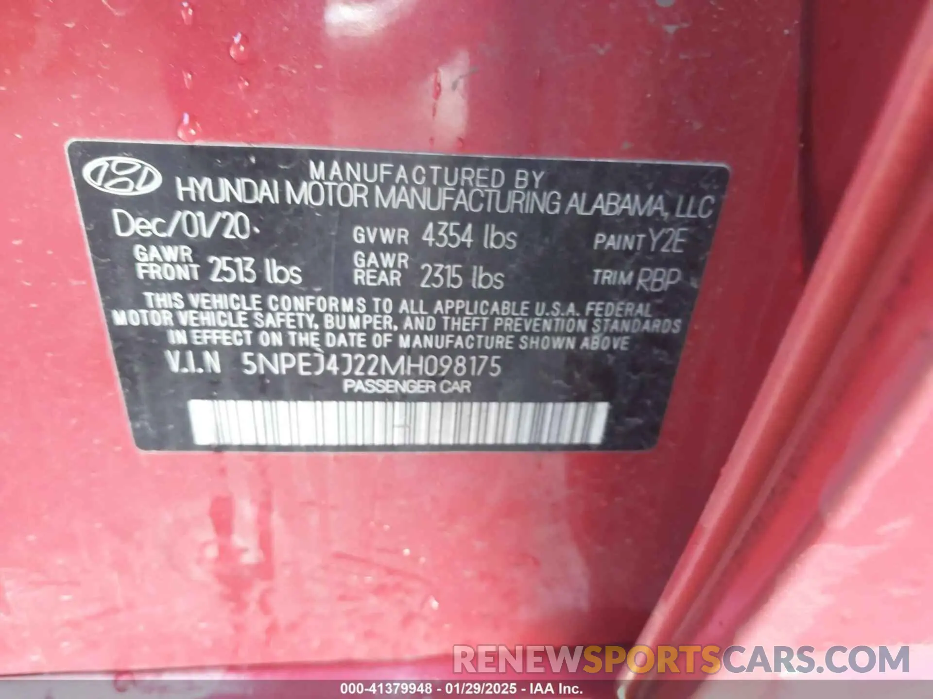 9 Фотография поврежденного автомобиля 5NPEJ4J22MH098175 HYUNDAI SONATA 2021