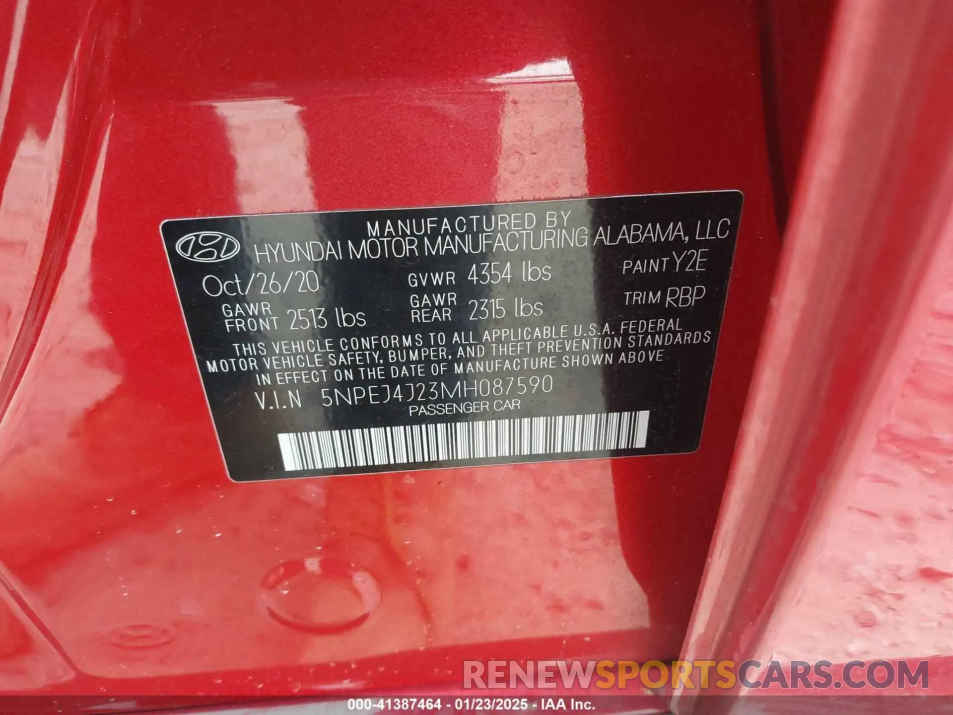 9 Photograph of a damaged car 5NPEJ4J23MH087590 HYUNDAI SONATA 2021