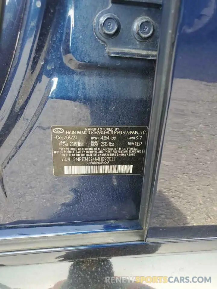 13 Фотография поврежденного автомобиля 5NPEJ4J24MH099022 HYUNDAI SONATA 2021