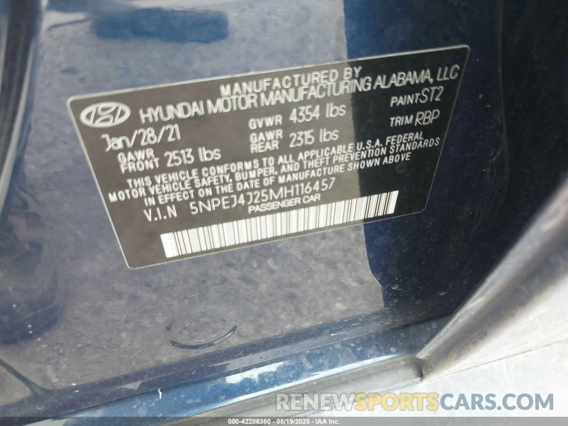 9 Фотография поврежденного автомобиля 5NPEJ4J25MH116457 HYUNDAI SONATA 2021