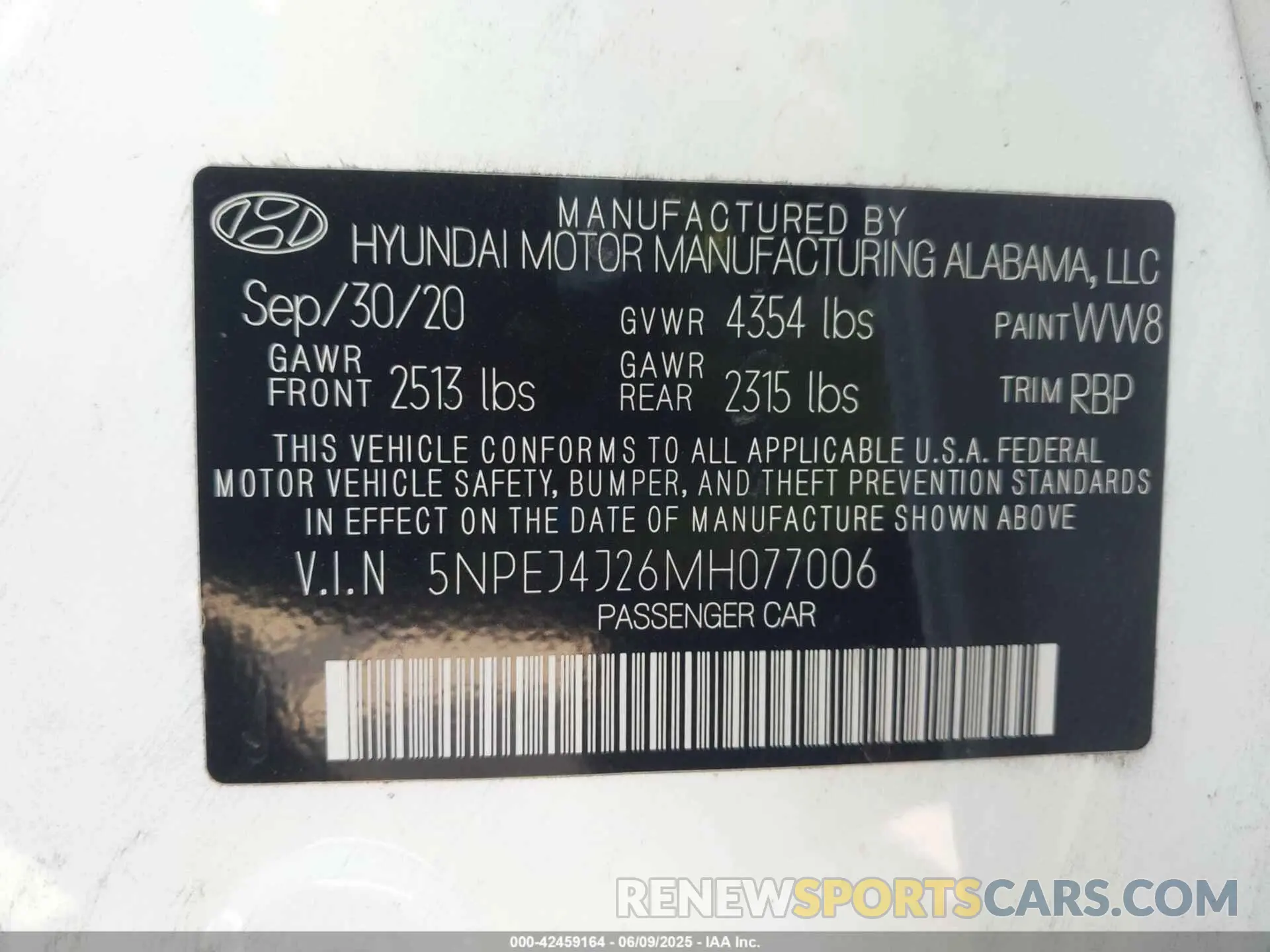 9 Photograph of a damaged car 5NPEJ4J26MH077006 HYUNDAI SONATA 2021
