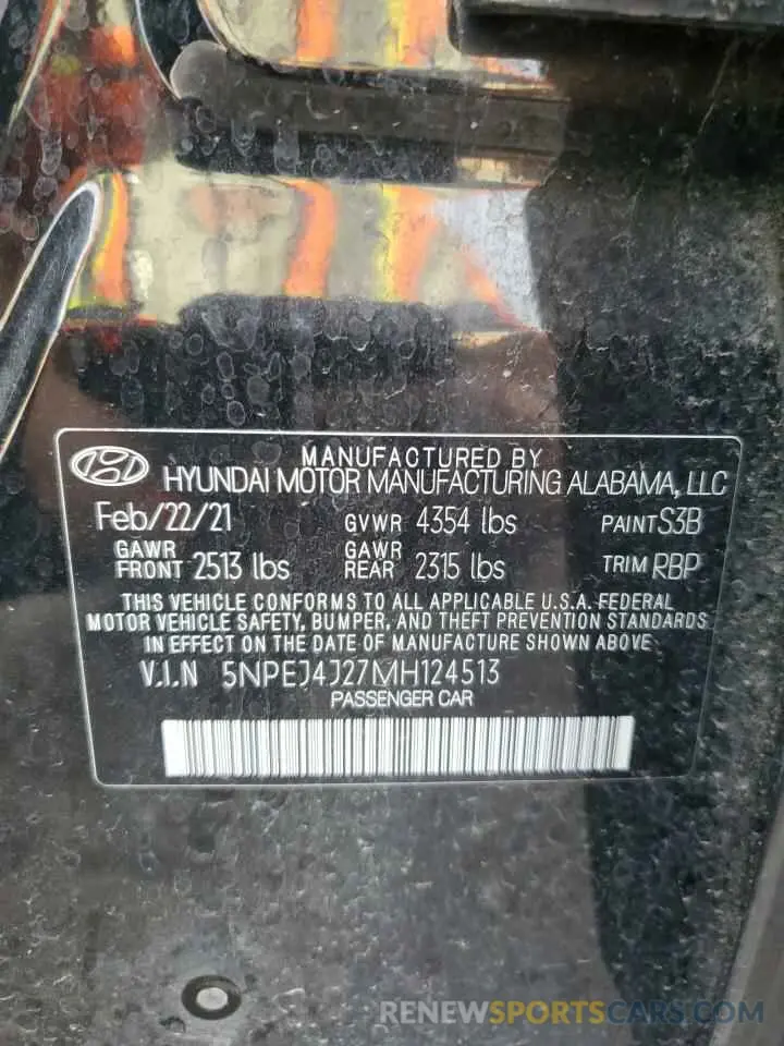 12 Photograph of a damaged car 5NPEJ4J27MH124513 HYUNDAI SONATA 2021