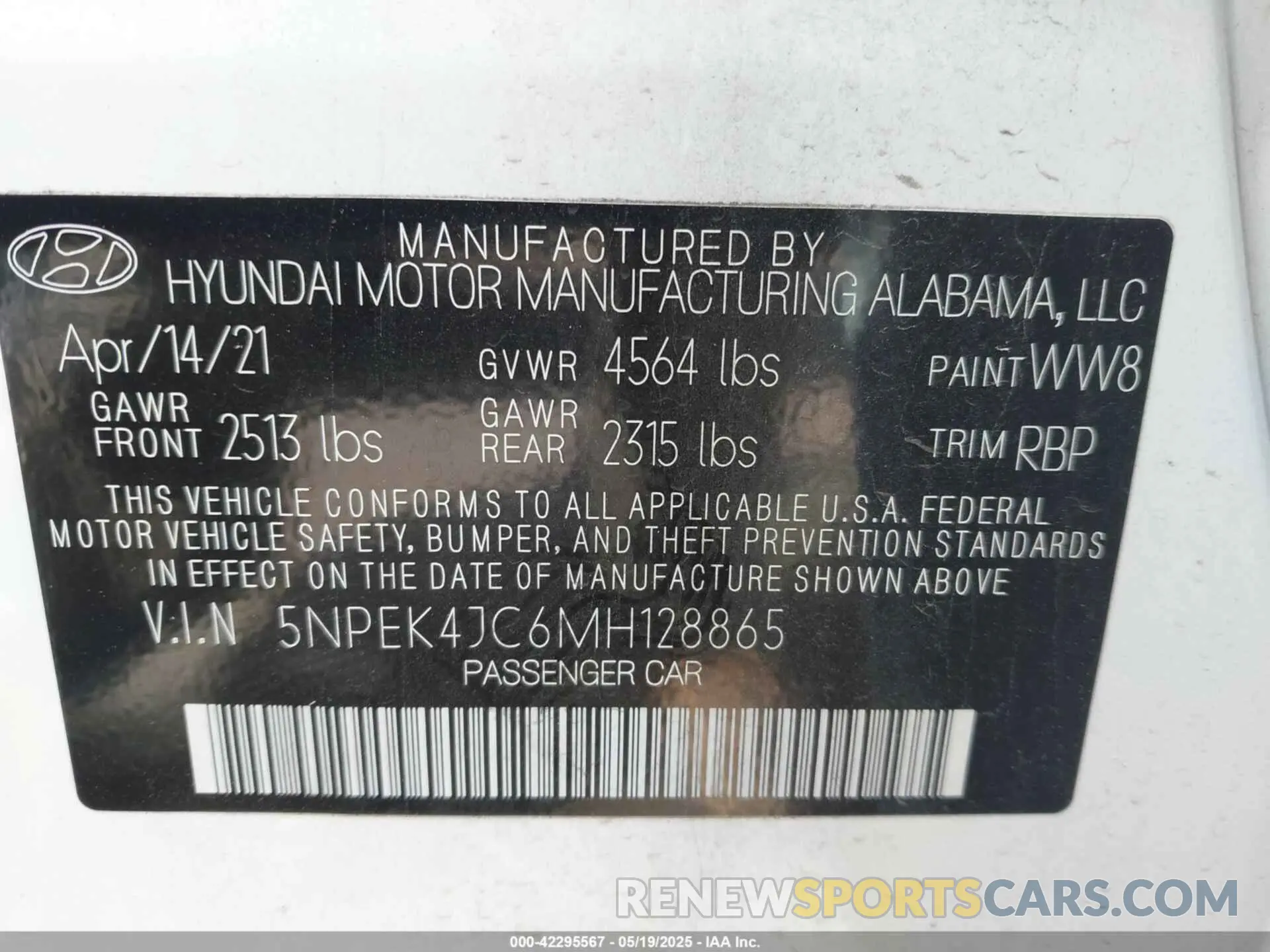 9 Photograph of a damaged car 5NPEK4JC6MH128865 HYUNDAI SONATA 2021