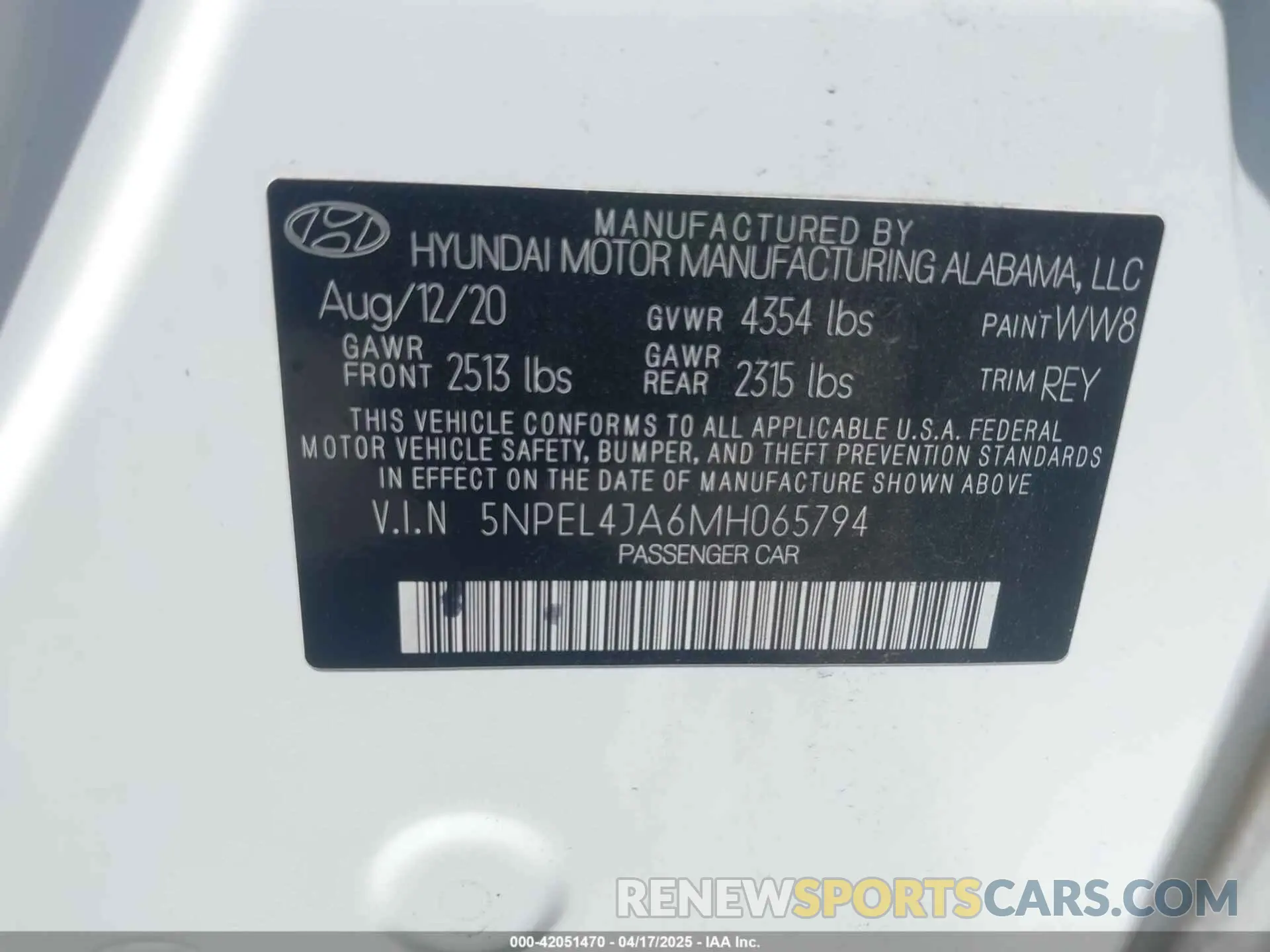9 Фотография поврежденного автомобиля 5NPEL4JA6MH065794 HYUNDAI SONATA 2021