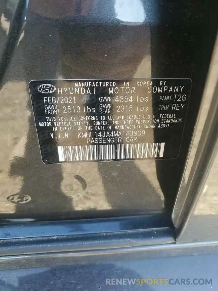 14 Photograph of a damaged car KMHL14JA4MA143909 HYUNDAI SONATA 2021