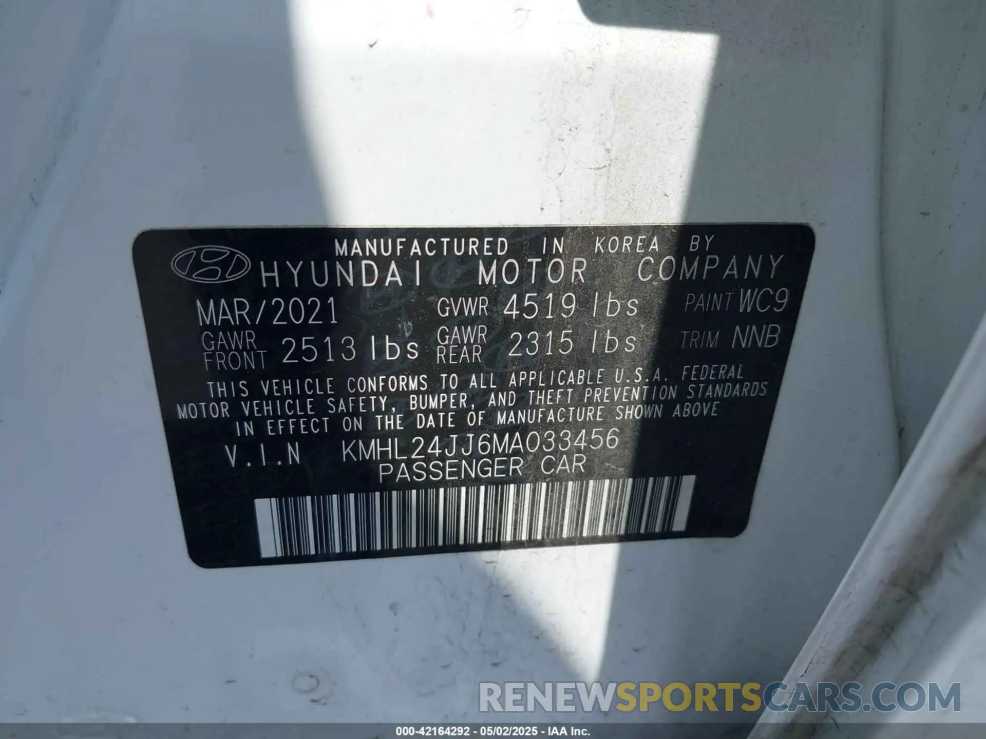 9 Фотография поврежденного автомобиля KMHL24JJ6MA033456 HYUNDAI SONATA 2021