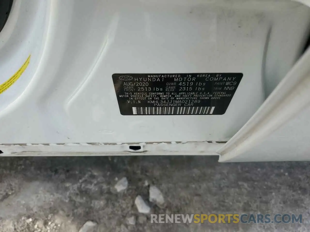 13 Photograph of a damaged car KMHL34JJ1MA021289 HYUNDAI SONATA 2021