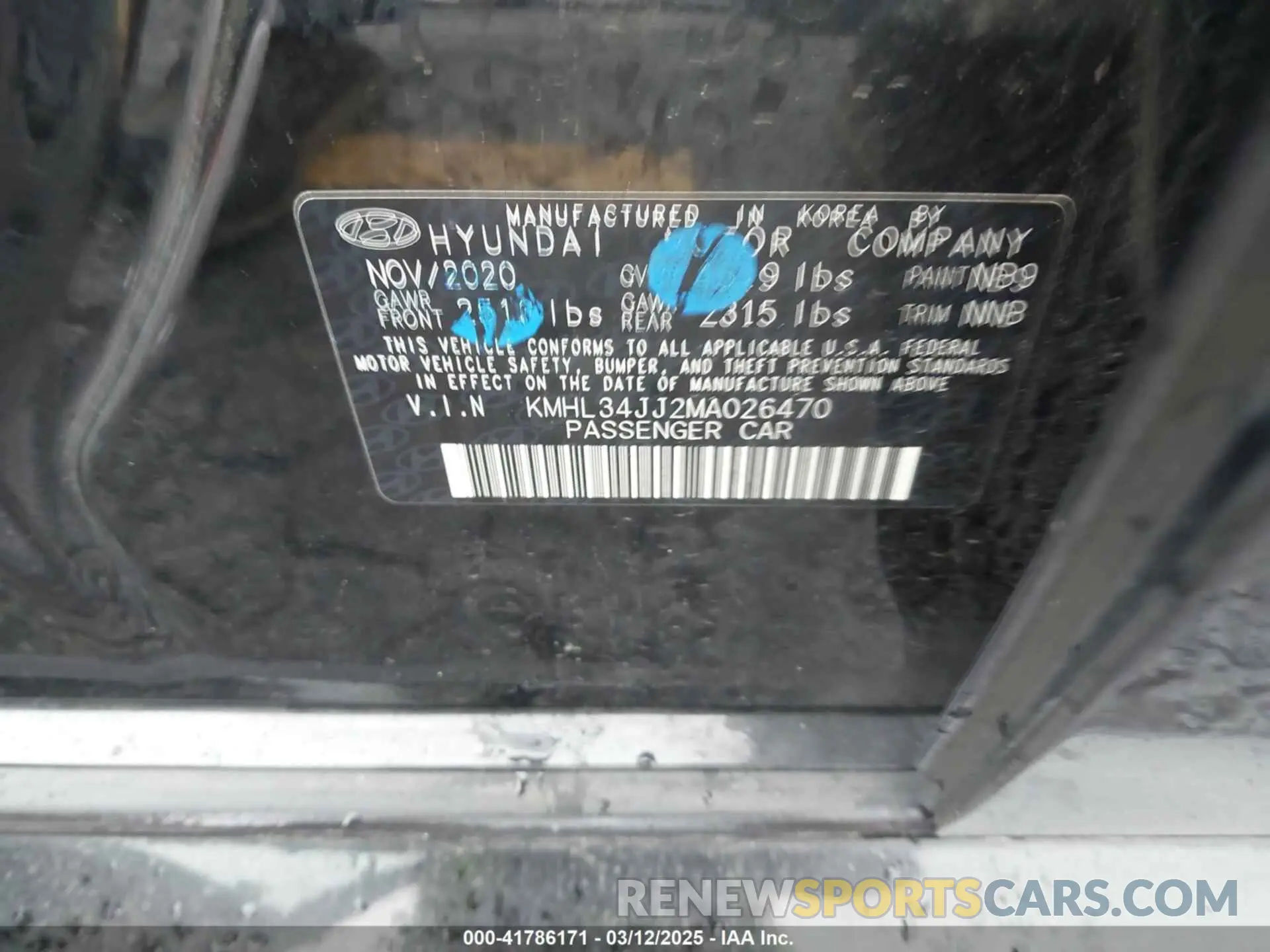 9 Photograph of a damaged car KMHL34JJ2MA026470 HYUNDAI SONATA 2021