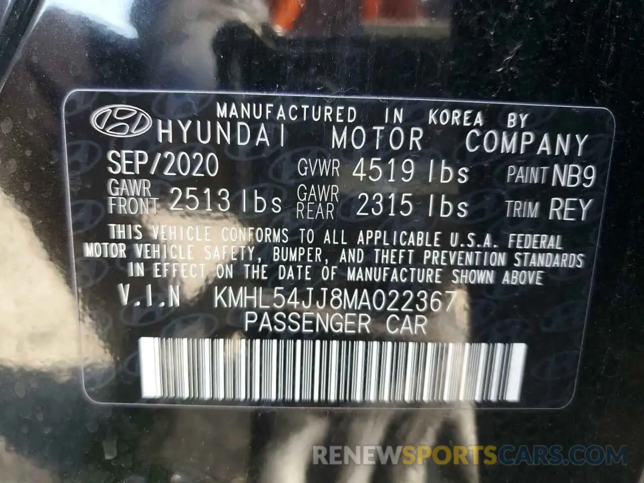 14 Photograph of a damaged car KMHL54JJ8MA022367 HYUNDAI SONATA 2021
