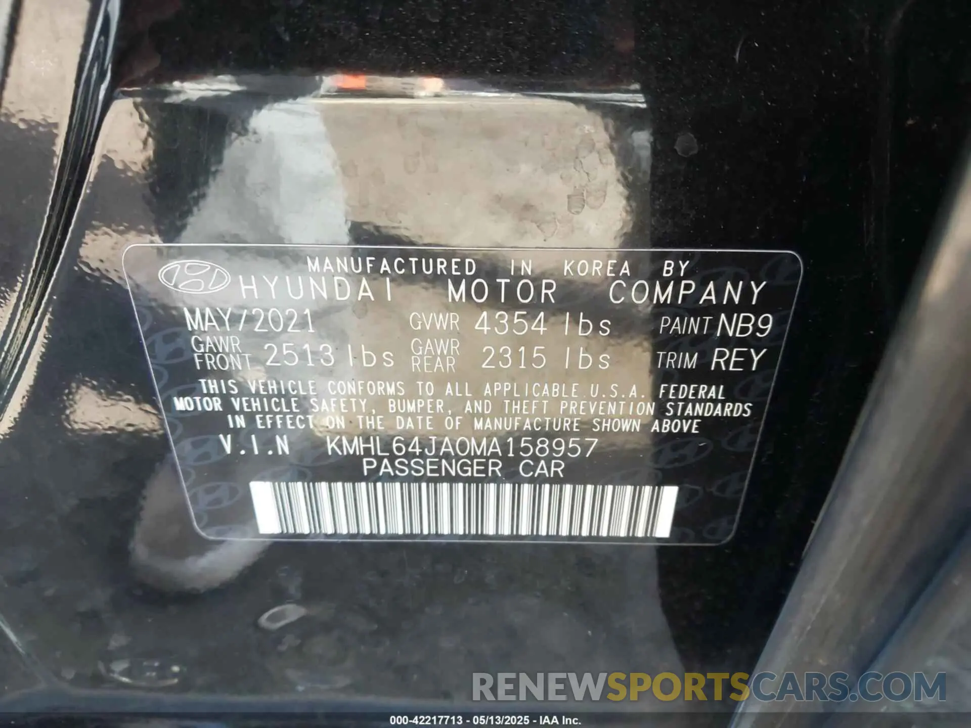 9 Фотография поврежденного автомобиля KMHL64JA0MA158957 HYUNDAI SONATA 2021