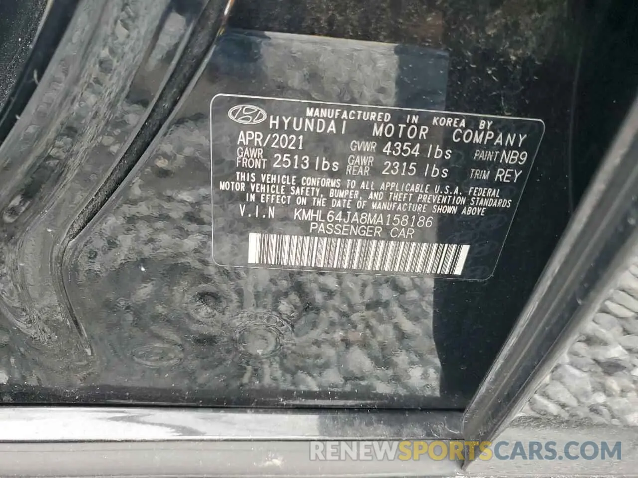 15 Photograph of a damaged car KMHL64JA8MA158186 HYUNDAI SONATA 2021