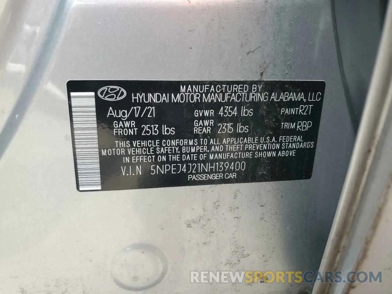 12 Photograph of a damaged car 5NPEJ4J21NH139400 HYUNDAI SONATA 2022