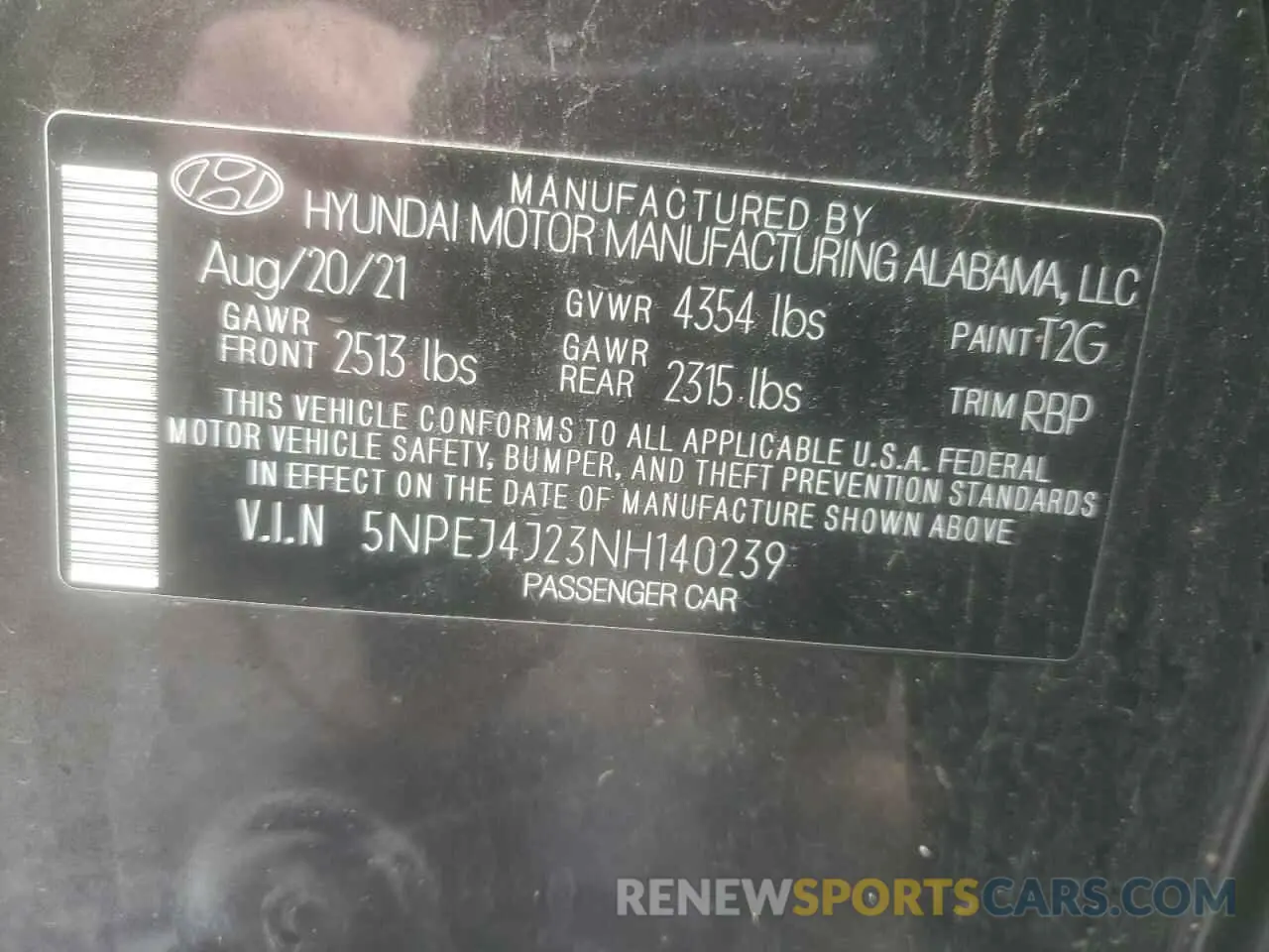 14 Photograph of a damaged car 5NPEJ4J23NH140239 HYUNDAI SONATA 2022