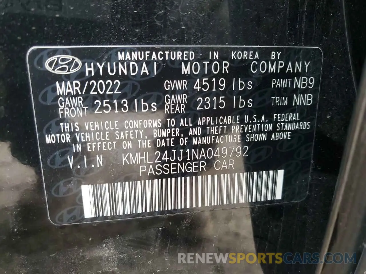 12 Фотография поврежденного автомобиля KMHL24JJ1NA049792 HYUNDAI SONATA 2022