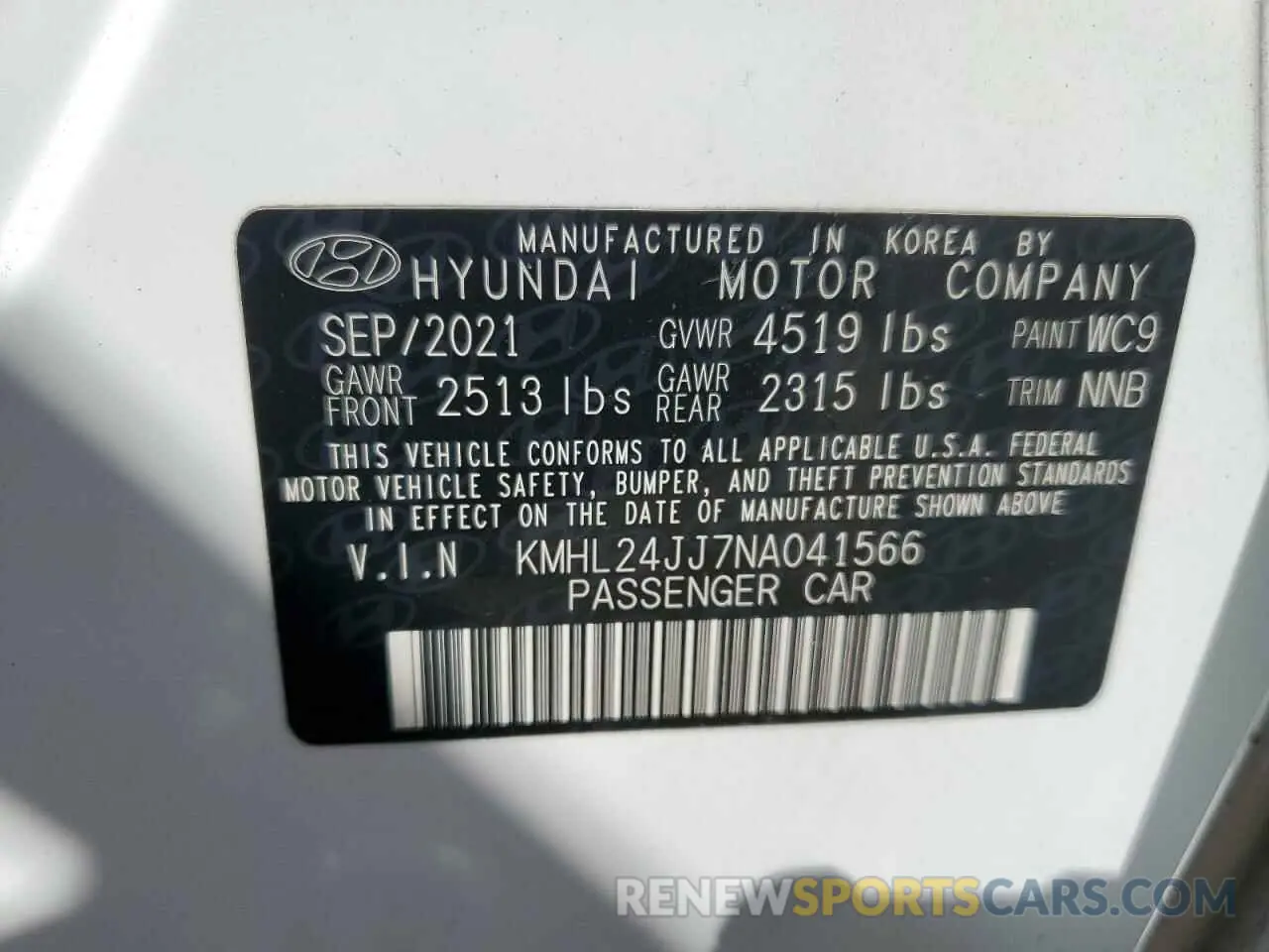 12 Фотография поврежденного автомобиля KMHL24JJ7NA041566 HYUNDAI SONATA 2022
