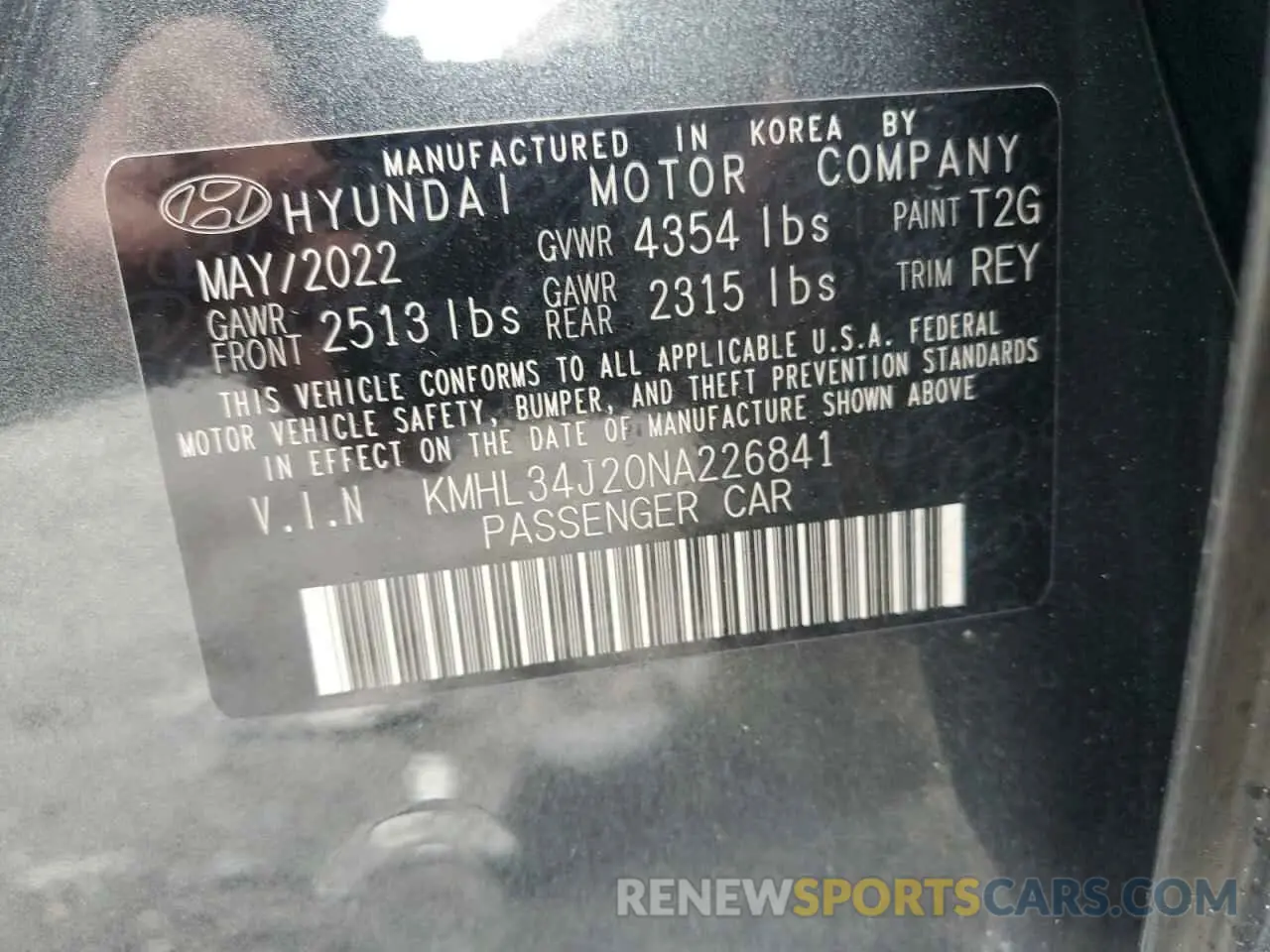 13 Фотография поврежденного автомобиля KMHL34J20NA226841 HYUNDAI SONATA 2022