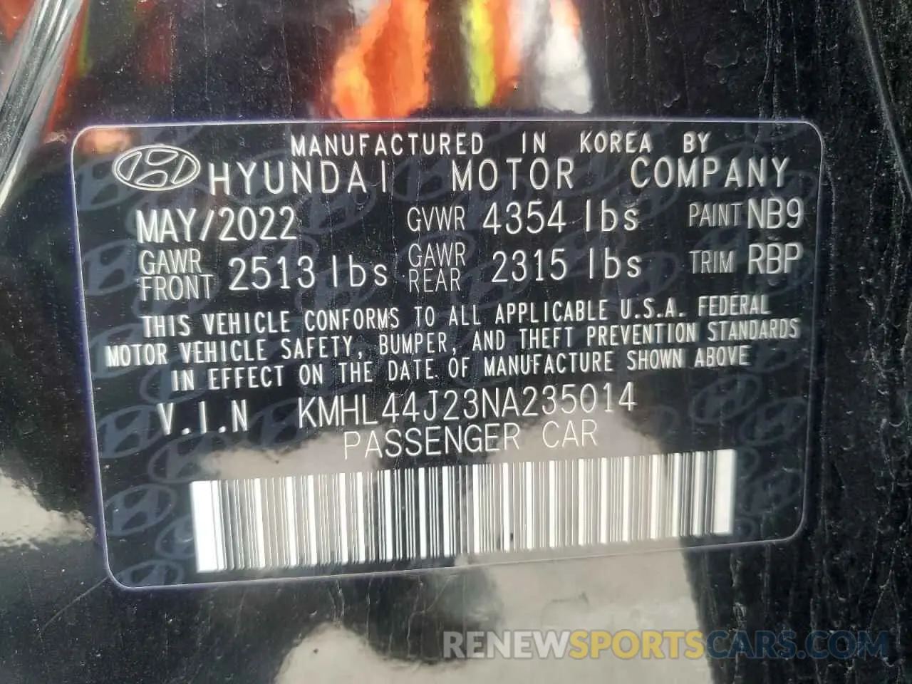 12 Photograph of a damaged car KMHL44J23NA235014 HYUNDAI SONATA 2022