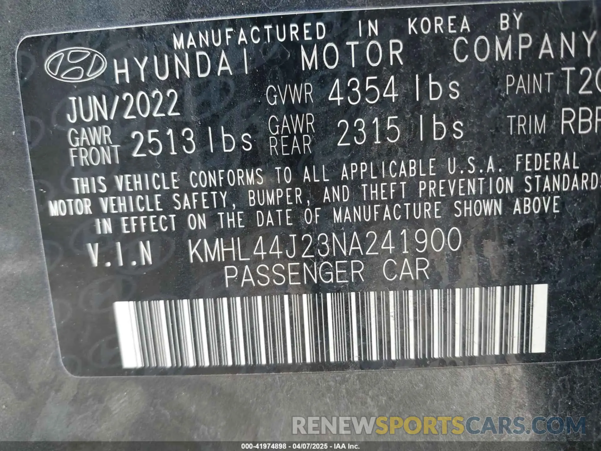 9 Фотография поврежденного автомобиля KMHL44J23NA241900 HYUNDAI SONATA 2022
