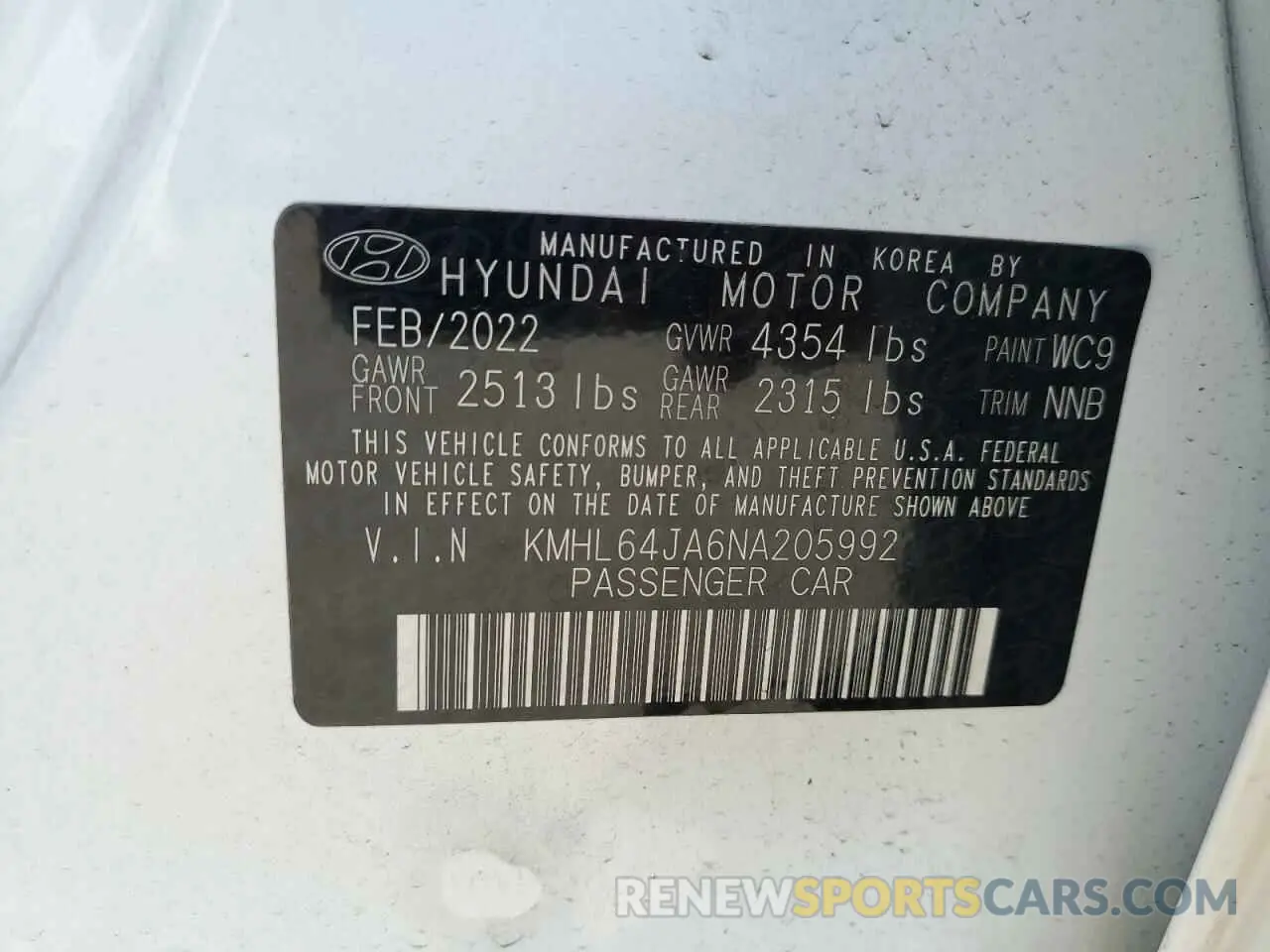 14 Фотография поврежденного автомобиля KMHL64JA6NA205992 HYUNDAI SONATA 2022