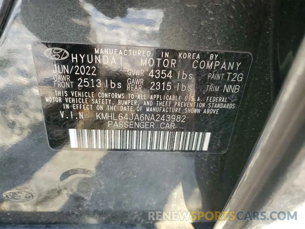12 Фотография поврежденного автомобиля KMHL64JA6NA243982 HYUNDAI SONATA 2022