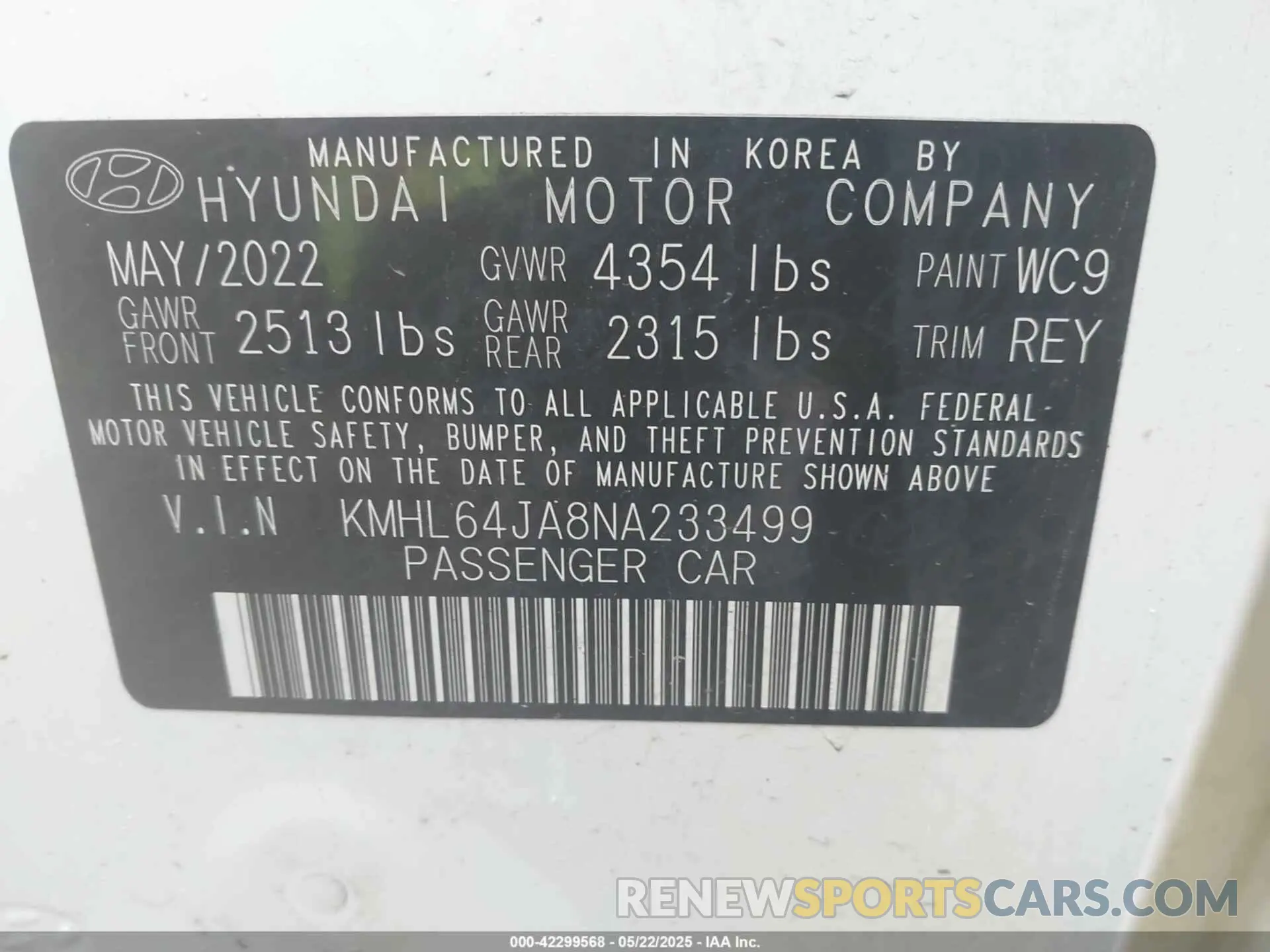 9 Фотография поврежденного автомобиля KMHL64JA8NA233499 HYUNDAI SONATA 2022