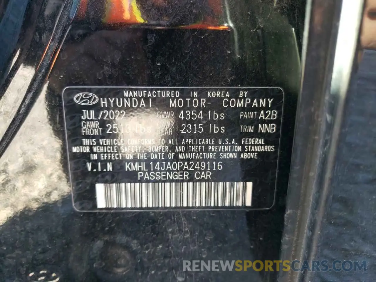 13 Photograph of a damaged car KMHL14JA0PA249116 HYUNDAI SONATA 2023