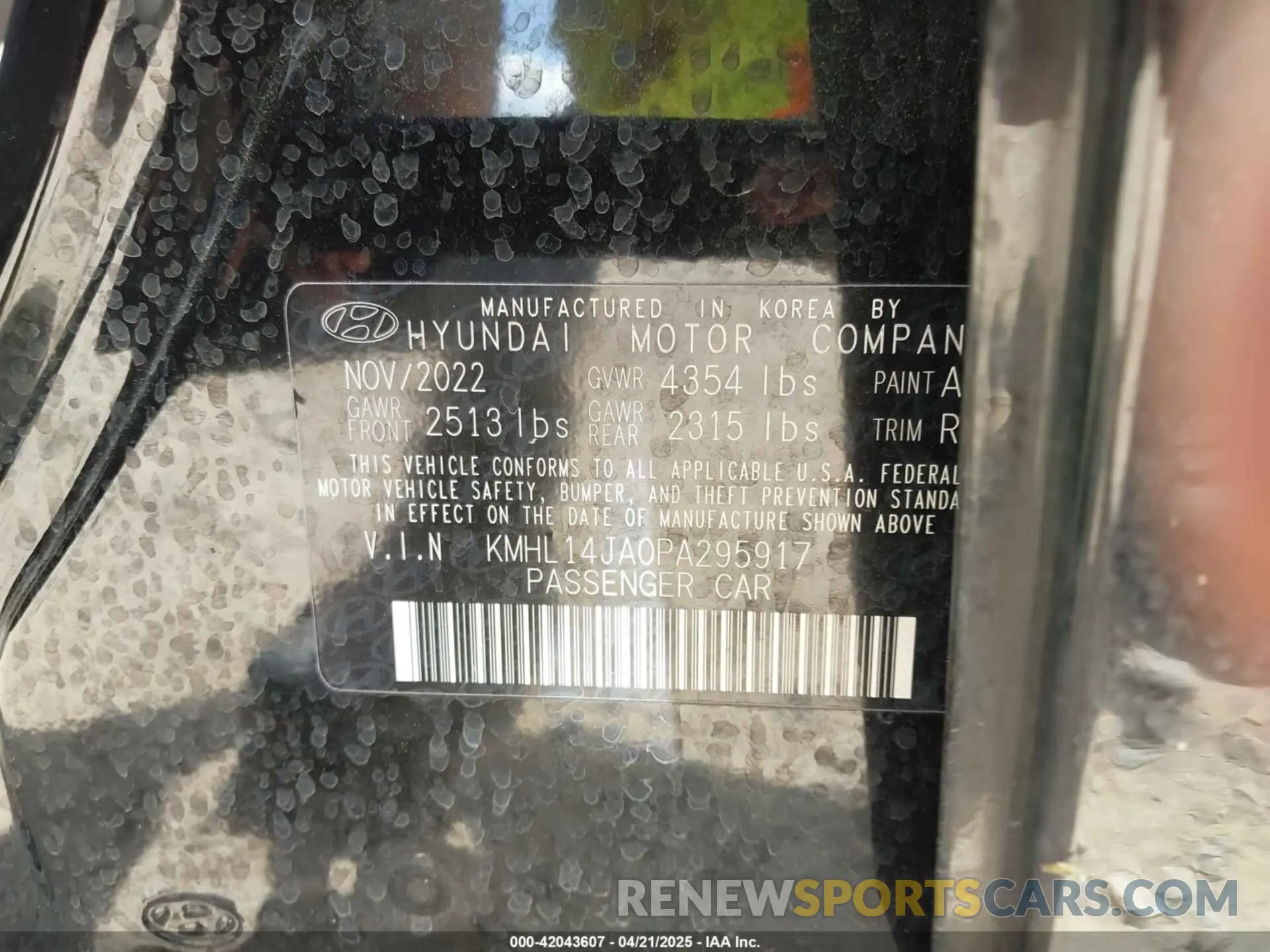 9 Фотография поврежденного автомобиля KMHL14JA0PA295917 HYUNDAI SONATA 2023