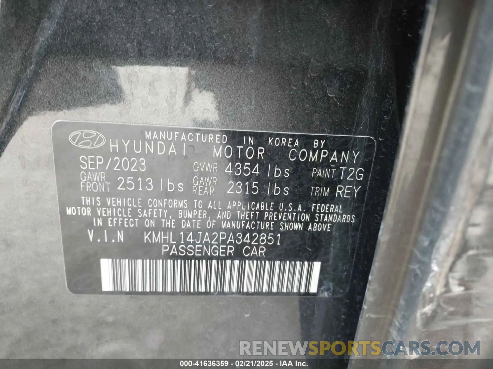 9 Фотография поврежденного автомобиля KMHL14JA2PA342851 HYUNDAI SONATA 2023