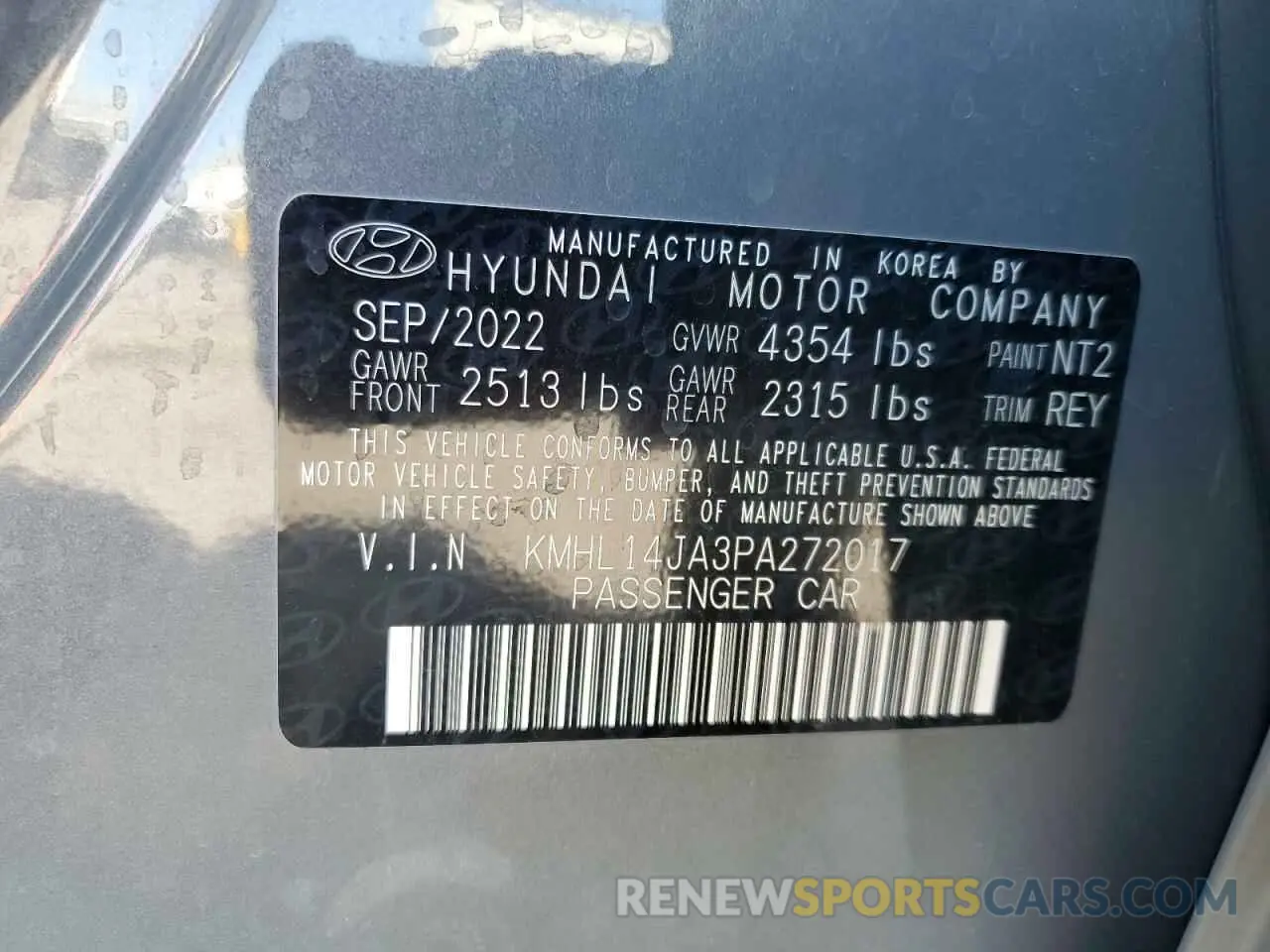 15 Photograph of a damaged car KMHL14JA3PA272017 HYUNDAI SONATA 2023