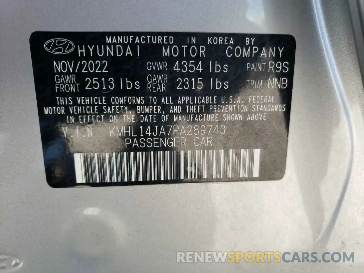 14 Photograph of a damaged car KMHL14JA7PA289743 HYUNDAI SONATA 2023