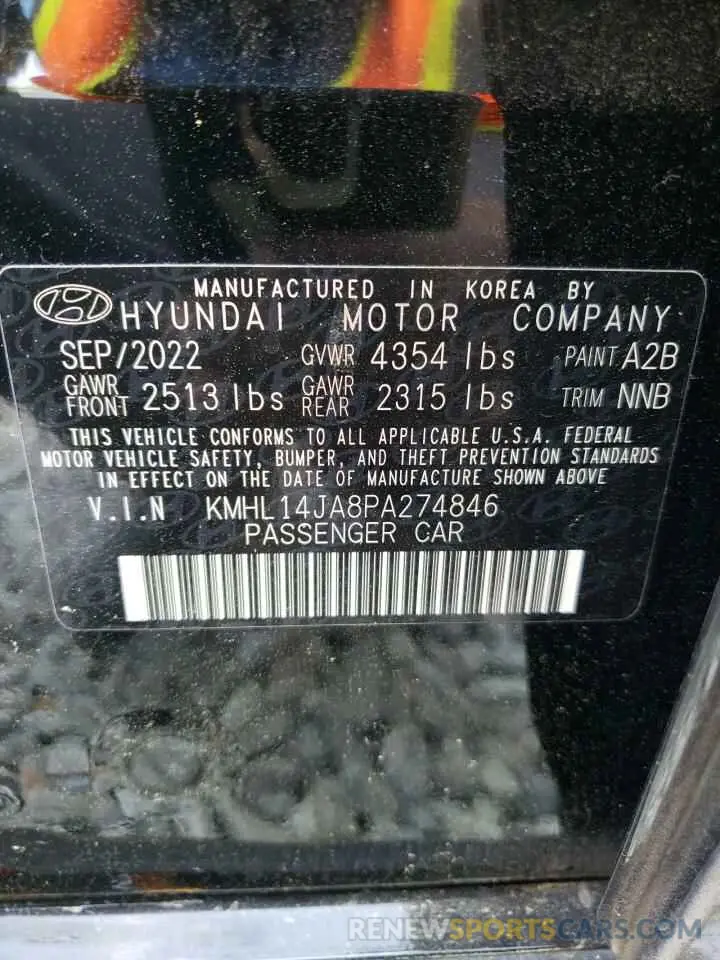 13 Photograph of a damaged car KMHL14JA8PA274846 HYUNDAI SONATA 2023