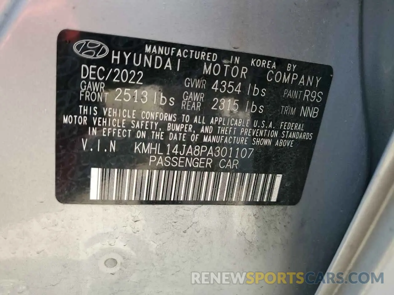 12 Photograph of a damaged car KMHL14JA8PA301107 HYUNDAI SONATA 2023