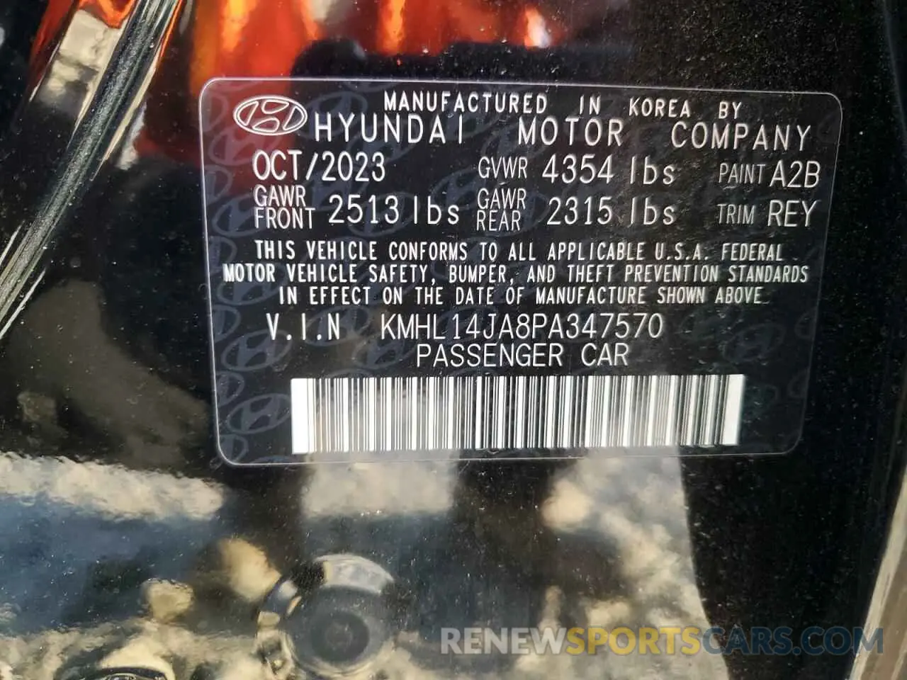 12 Photograph of a damaged car KMHL14JA8PA347570 HYUNDAI SONATA 2023