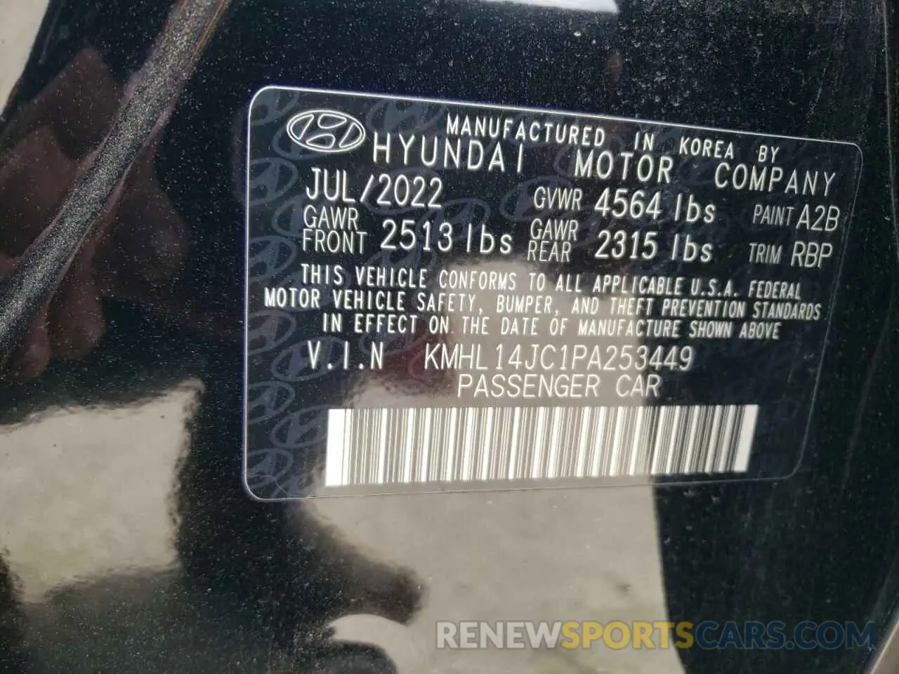 13 Photograph of a damaged car KMHL14JC1PA253449 HYUNDAI SONATA 2023