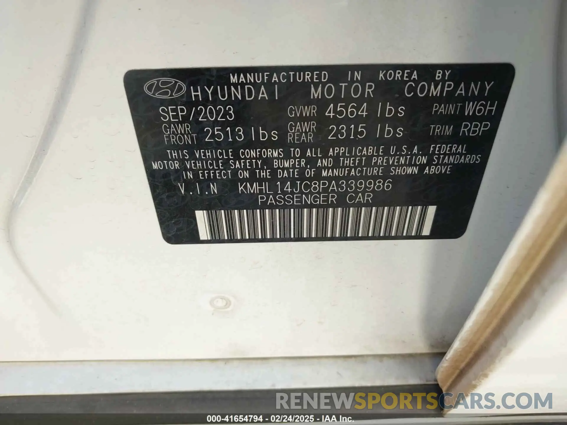 9 Photograph of a damaged car KMHL14JC8PA339986 HYUNDAI SONATA 2023